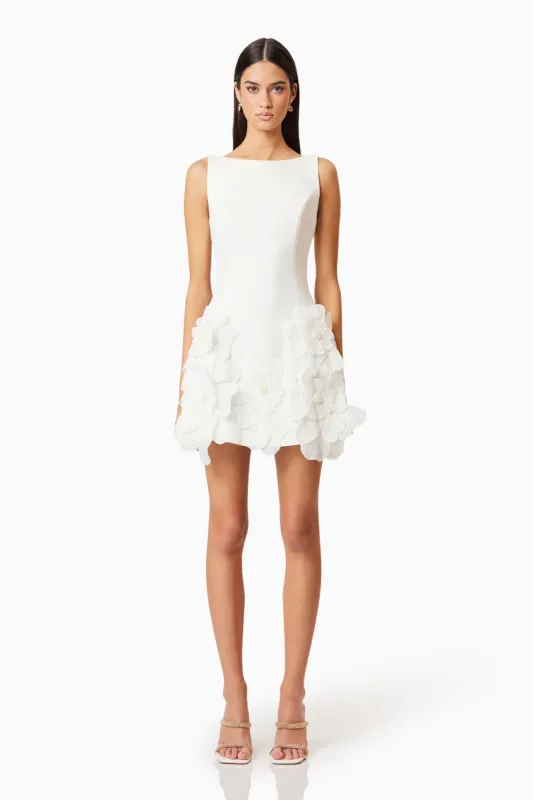 Janelle Mini Dress In White sold by Elliatt