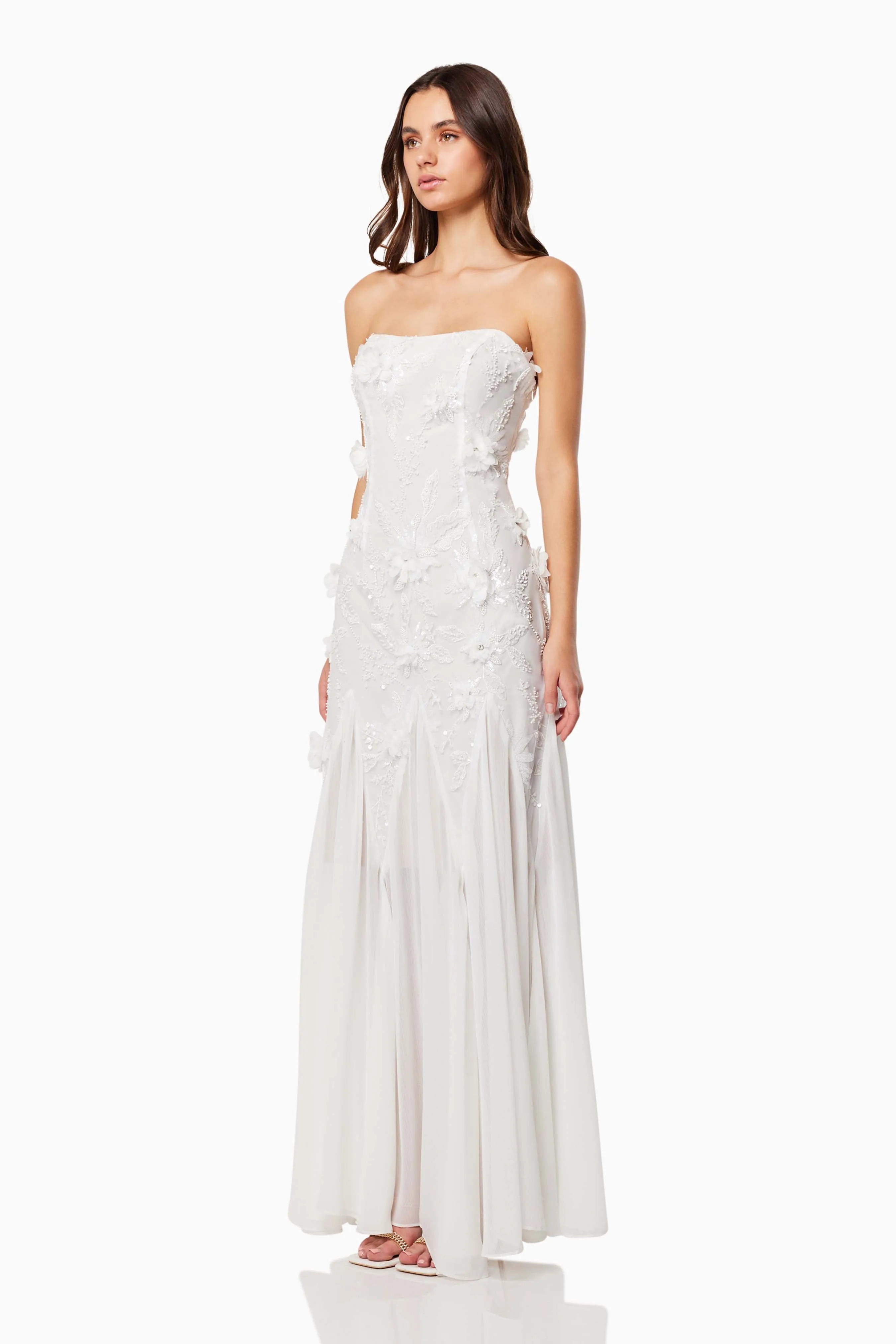 Evadne Strapless Maxi Gown In White sold by Elliatt product image thumbnail 5