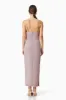 Kenna Cowl Neck Midi Dress In Beige sold by Elliatt