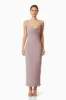 Kenna Cowl Neck Midi Dress In Beige sold by Elliatt