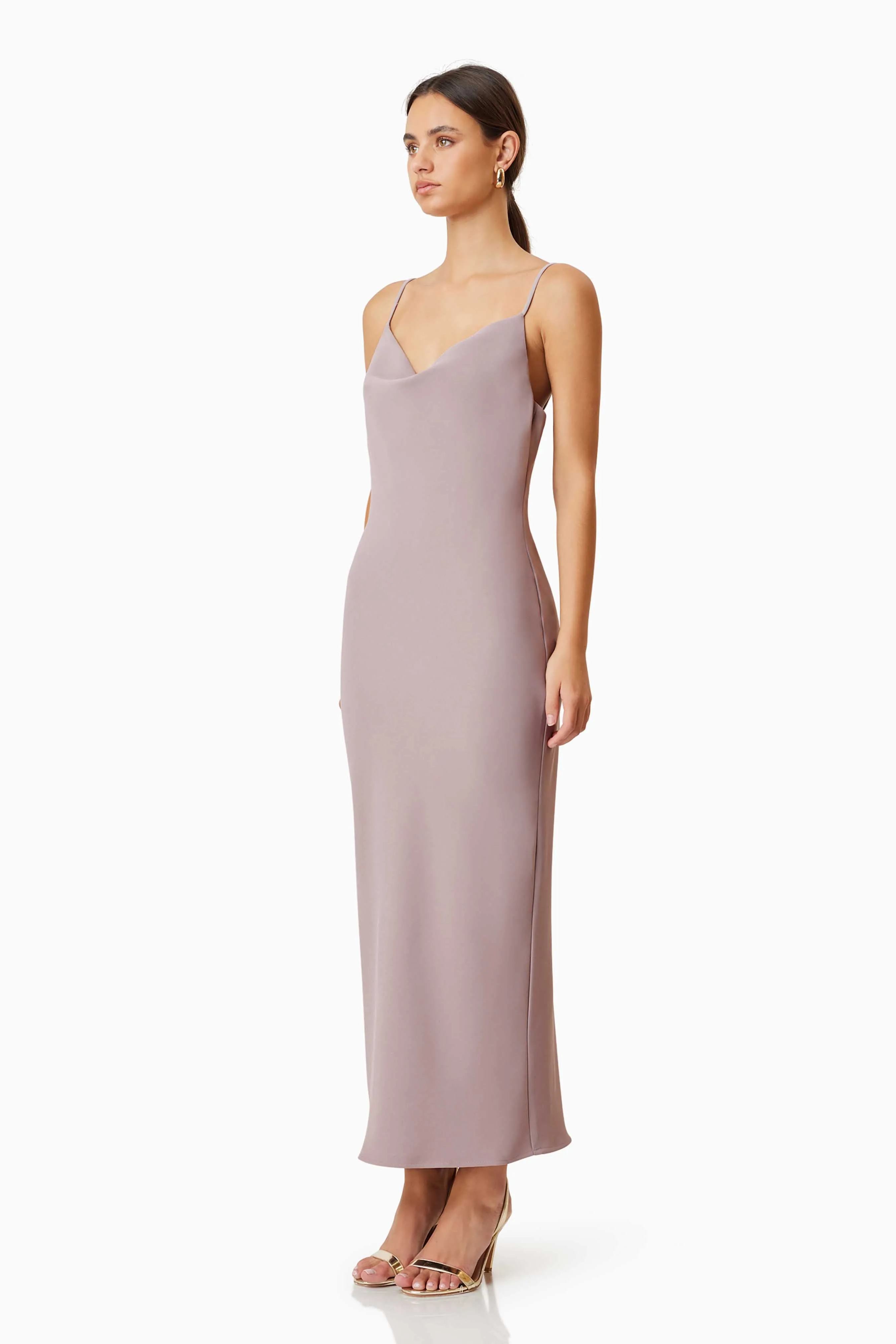 Kenna Cowl Neck Midi Dress In Beige sold by Elliatt product image thumbnail 3