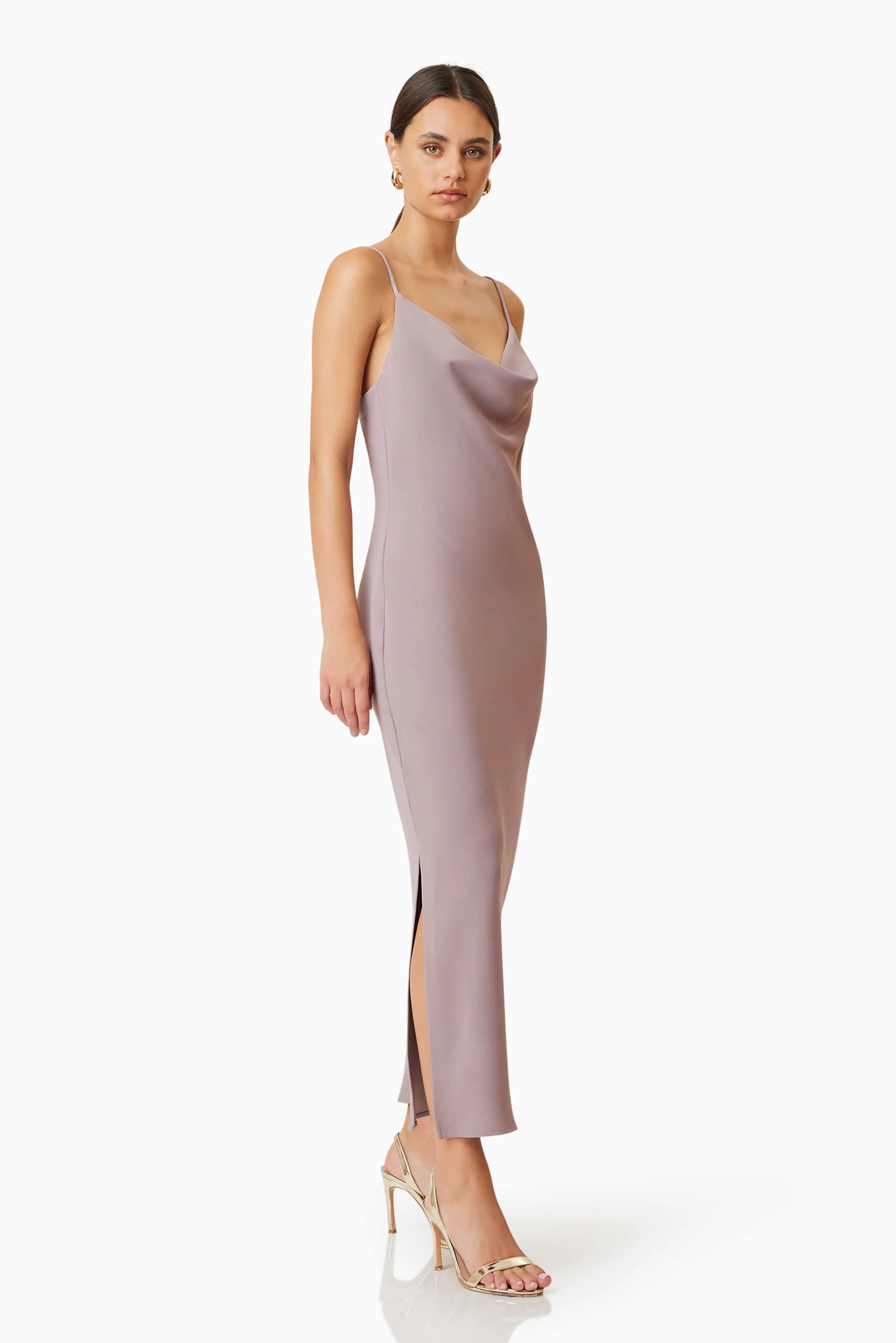Kenna Cowl Neck Midi Dress In Beige sold by Elliatt product image thumbnail 4