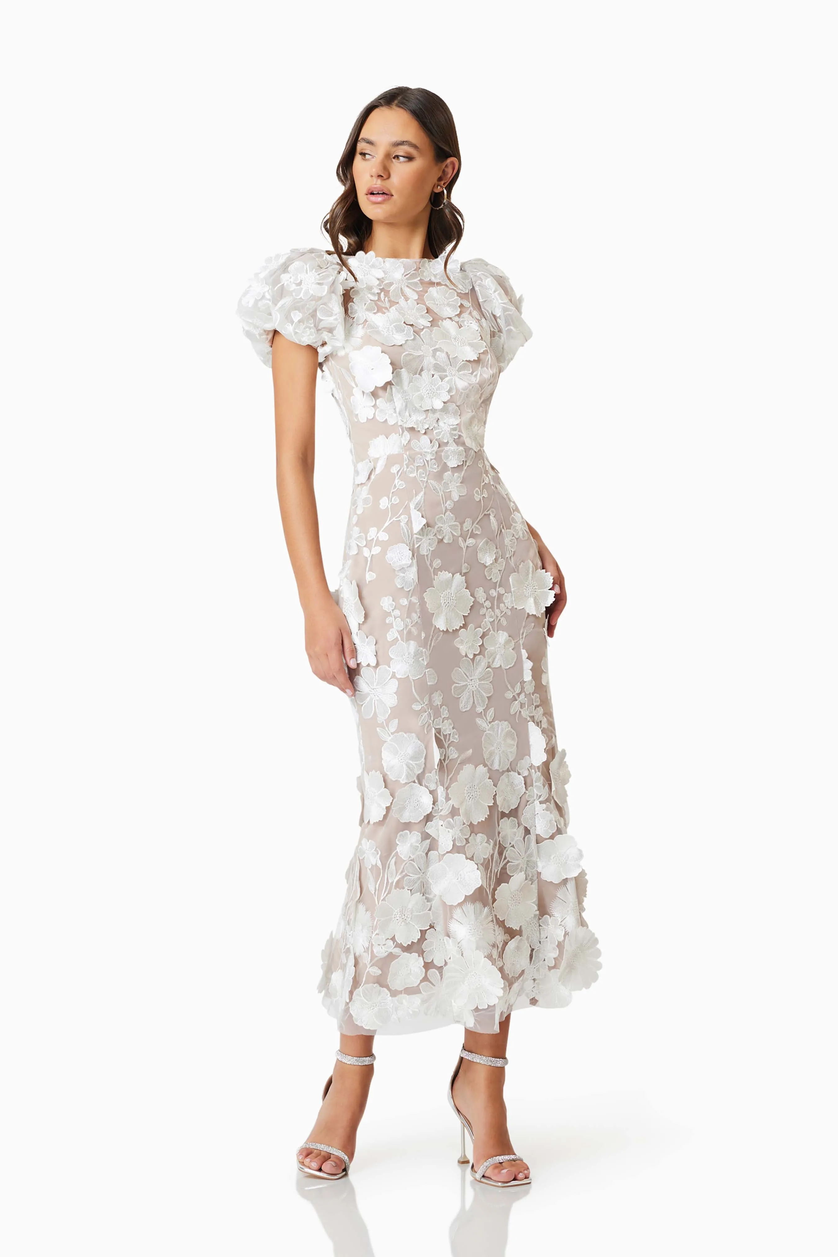 Astraea 3D Lace Maxi Dress In White sold by Elliatt product image thumbnail 4
