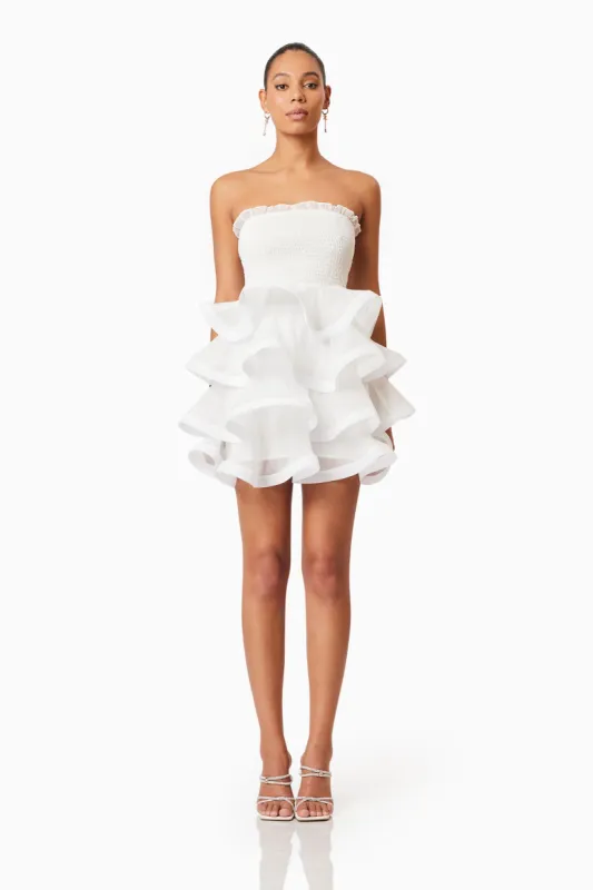 Louise Strapless Mini Dress In White sold by Elliatt