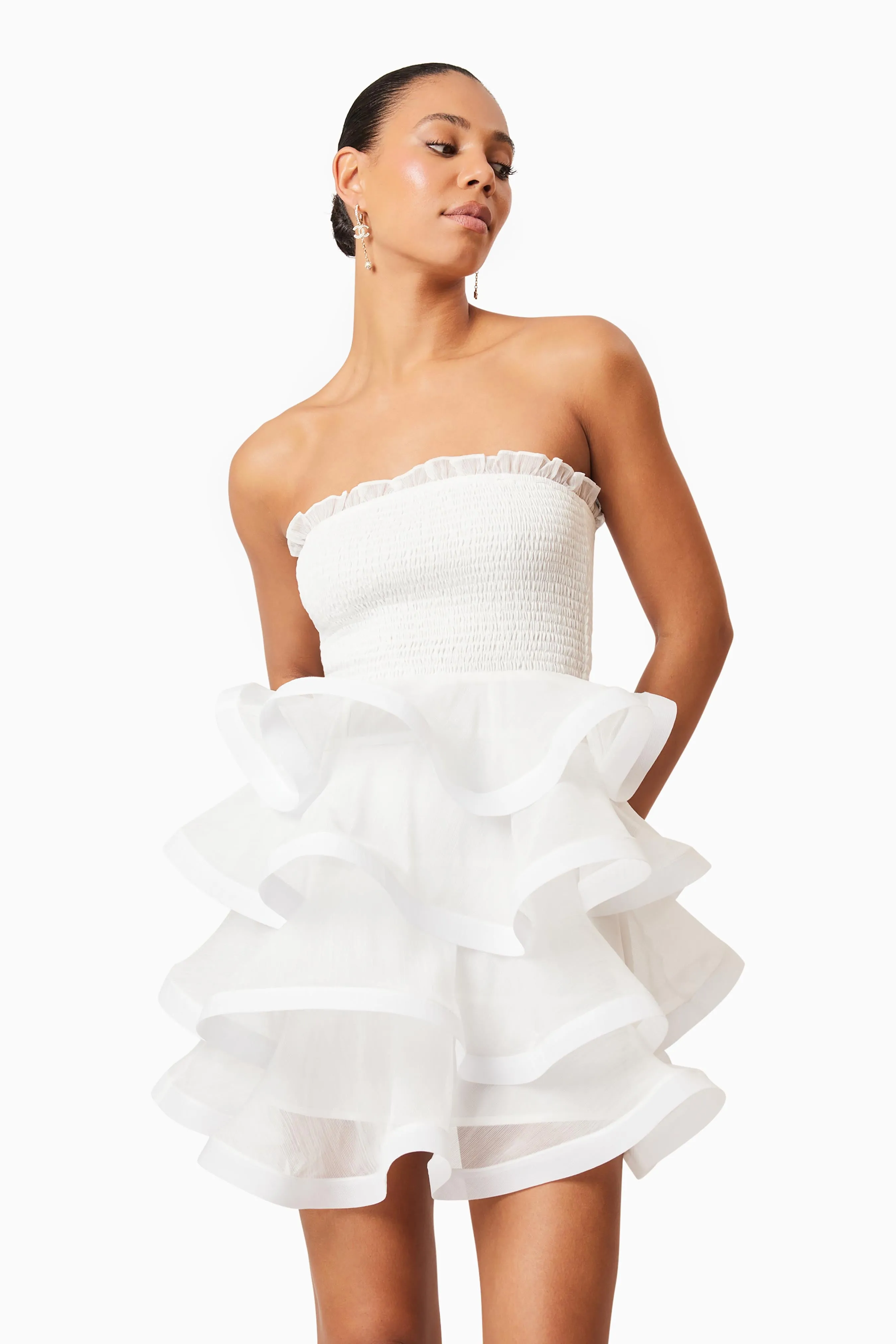 Louise Strapless Mini Dress In White sold by Elliatt product image thumbnail 5