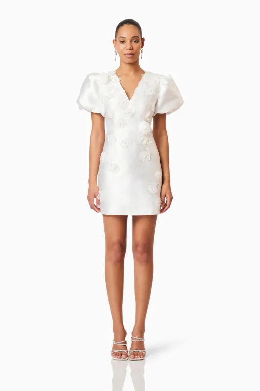 Oleander Mini Puff Sleeve Dress In White sold by Elliatt