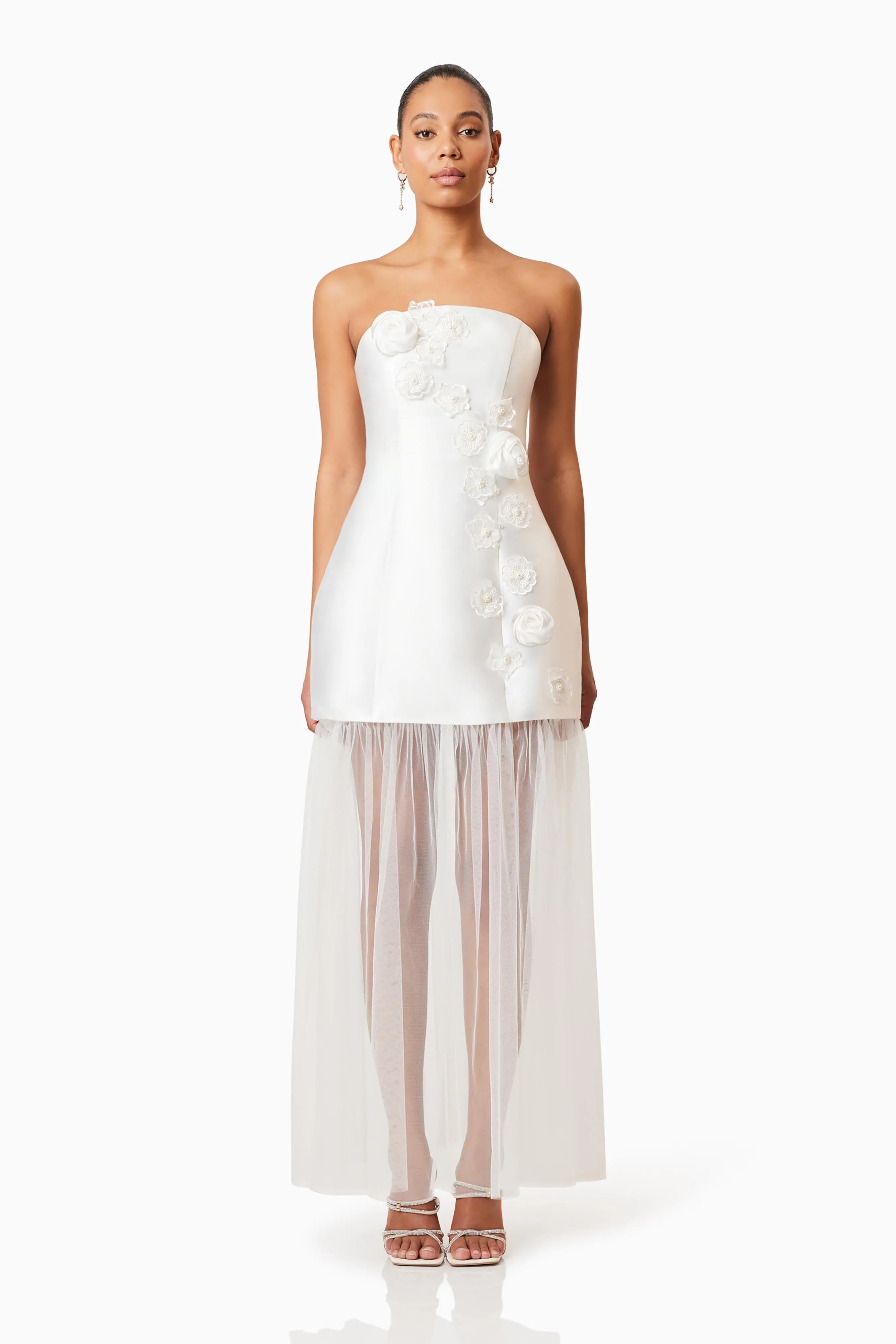Oleander Strapless Maxi Dress In White sold by Elliatt