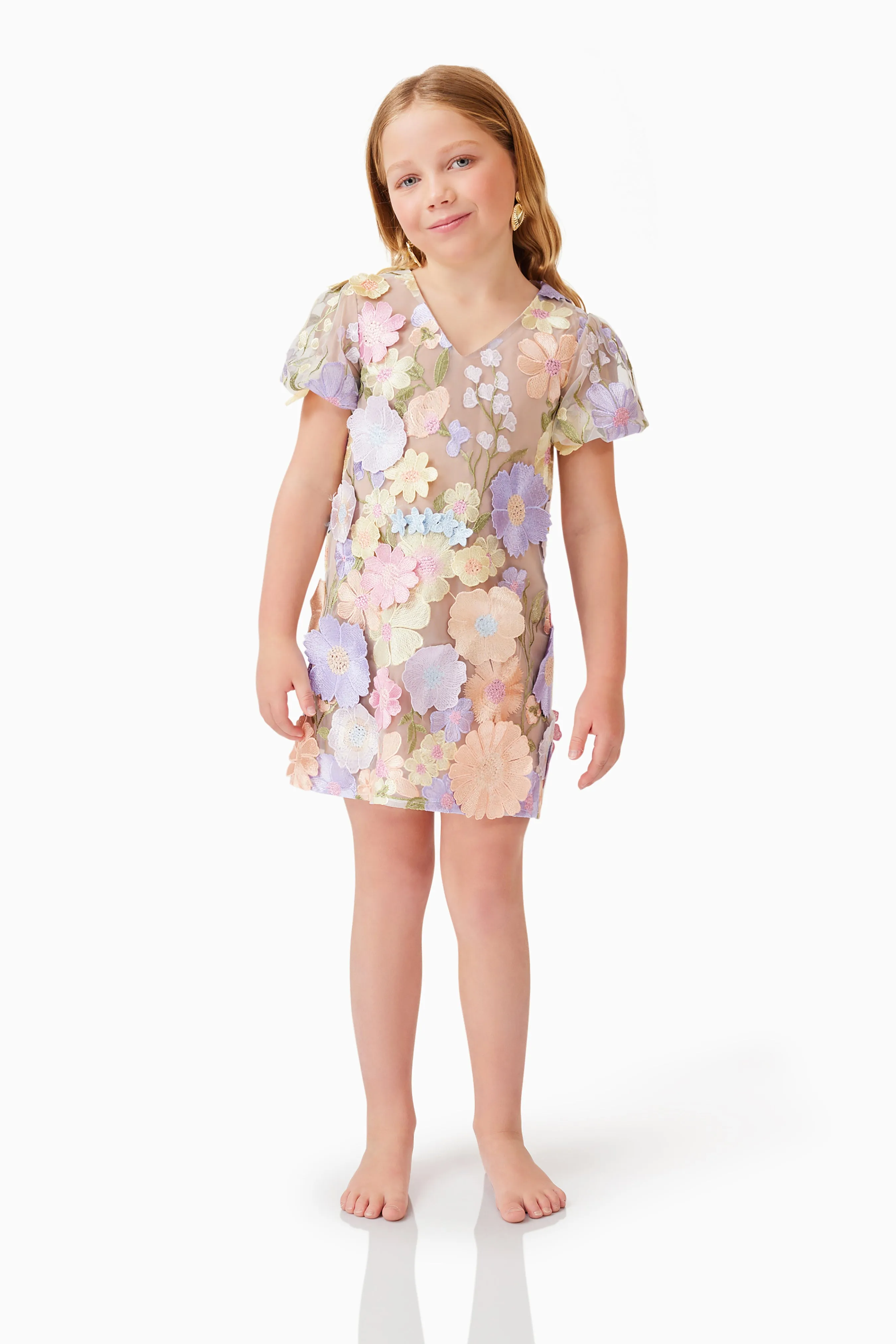 Anthea Embroidered Girls Dress in Purple sold by Elliatt