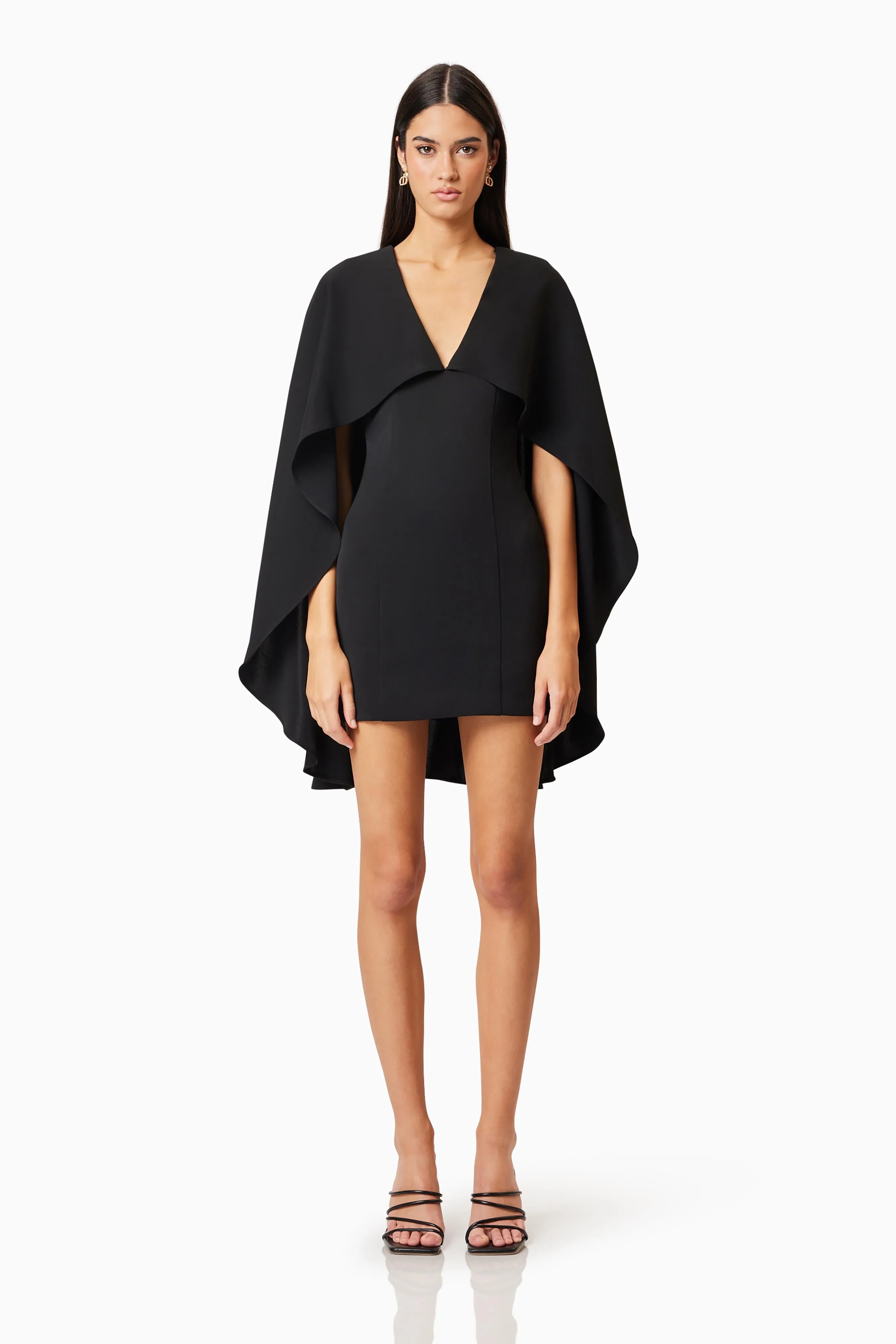 Lilydale Cape Mini Dress In Black sold by Elliatt