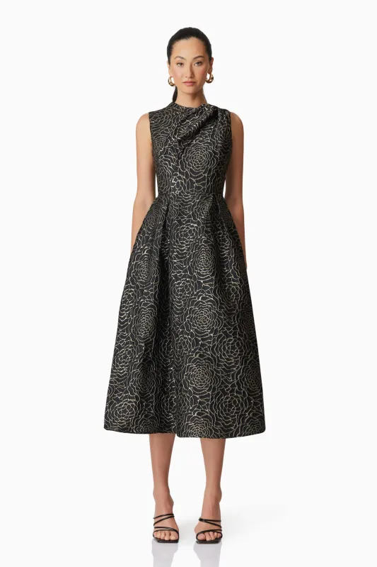 Deanna Midi Dress in Black sold by Elliatt