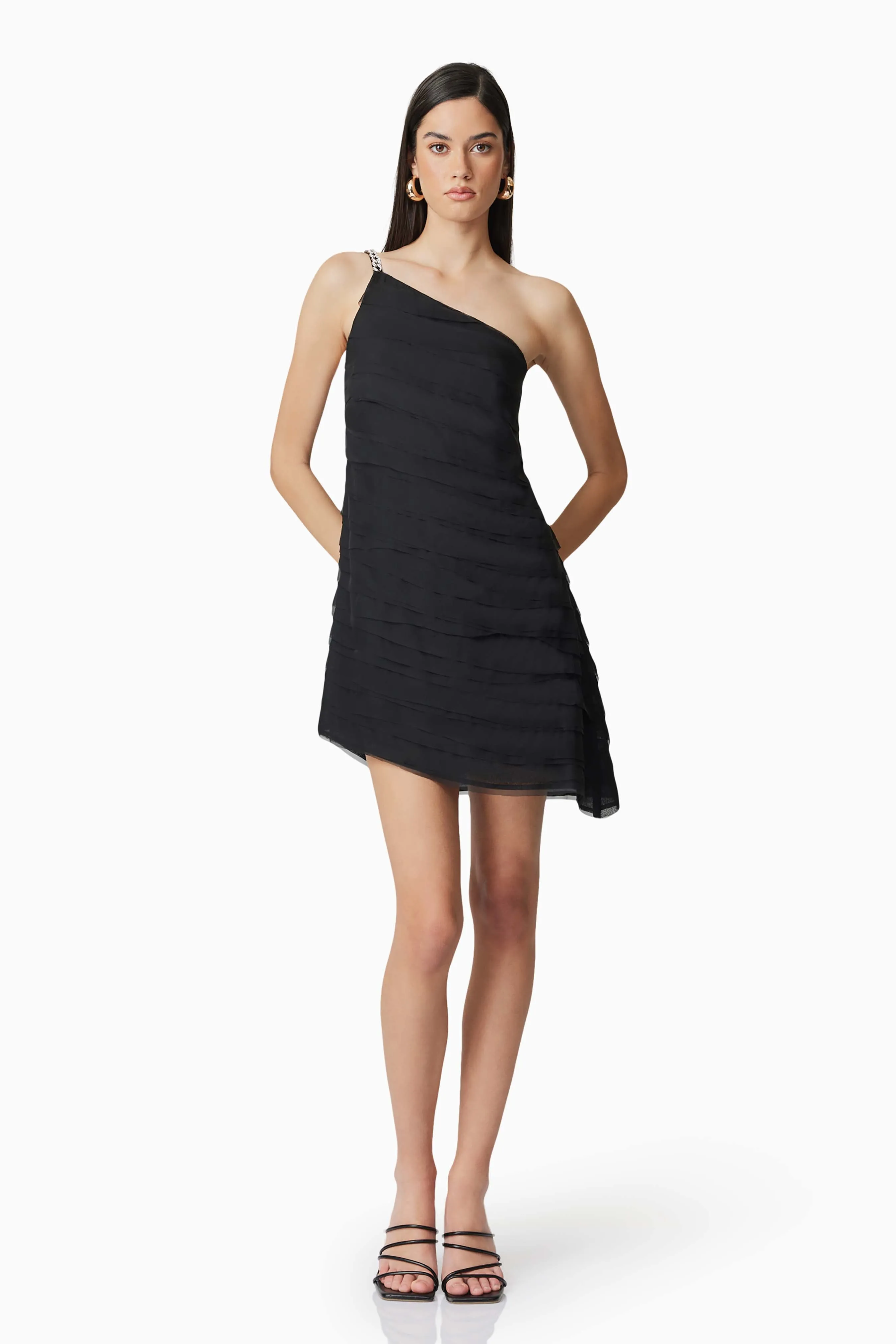 Eira One Shoulder Mini Dress in Black sold by Elliatt product image thumbnail 3