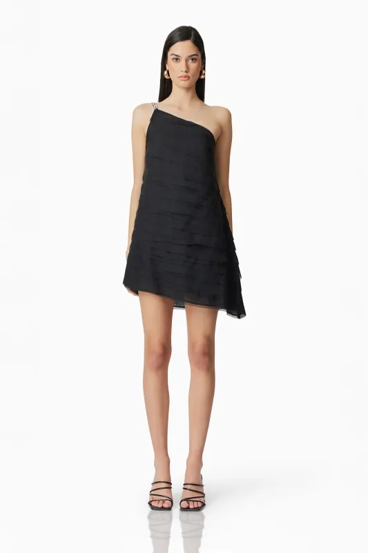 Eira One Shoulder Mini Dress in Black sold by Elliatt