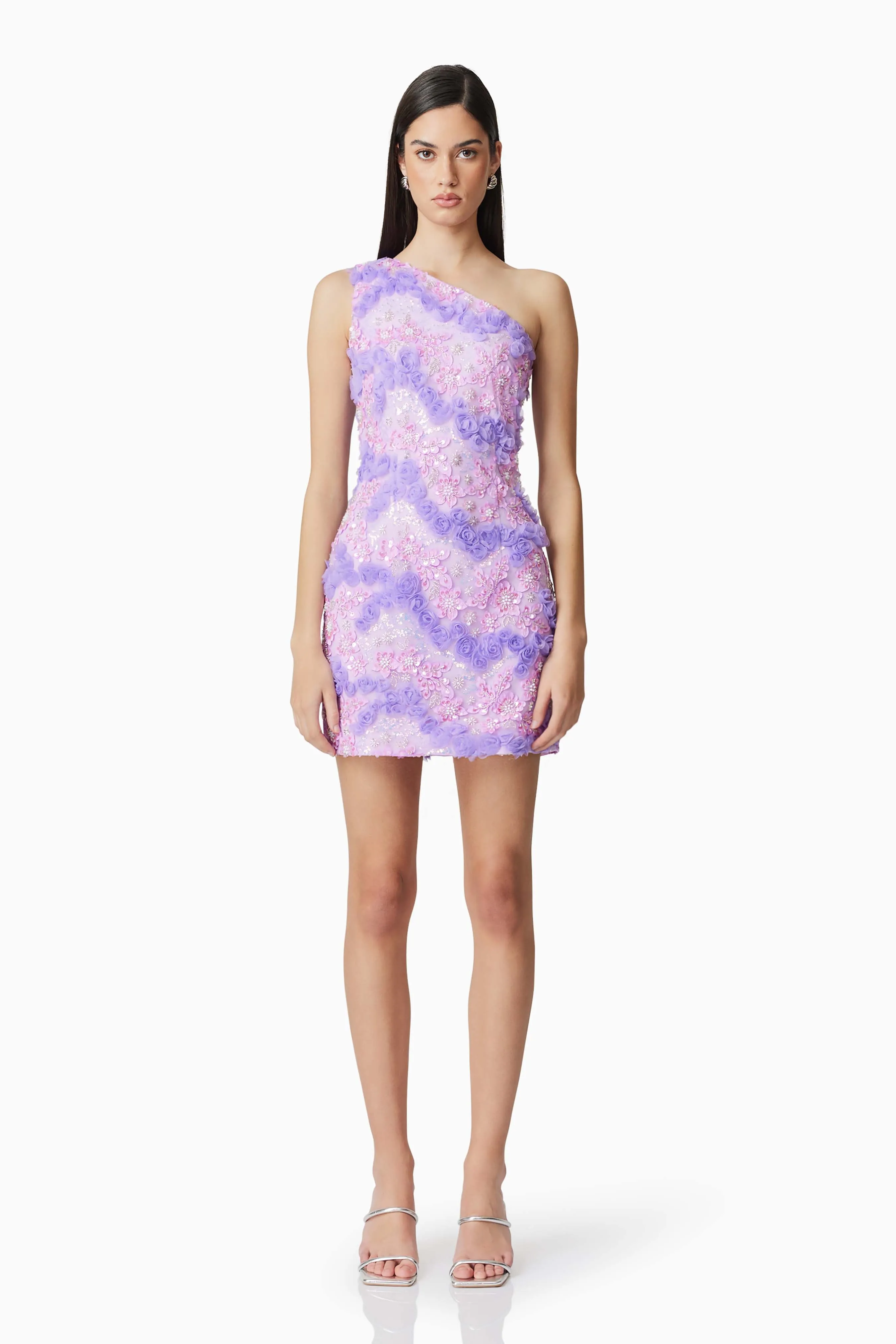 Vonni One Shoulder Mini Dress in Purple sold by Elliatt