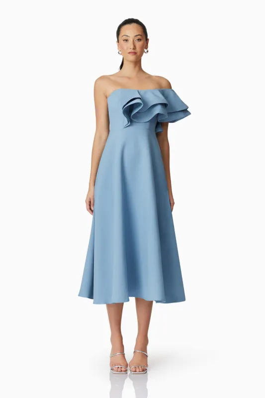Celia Midi Dress in Blue made by Elliatt