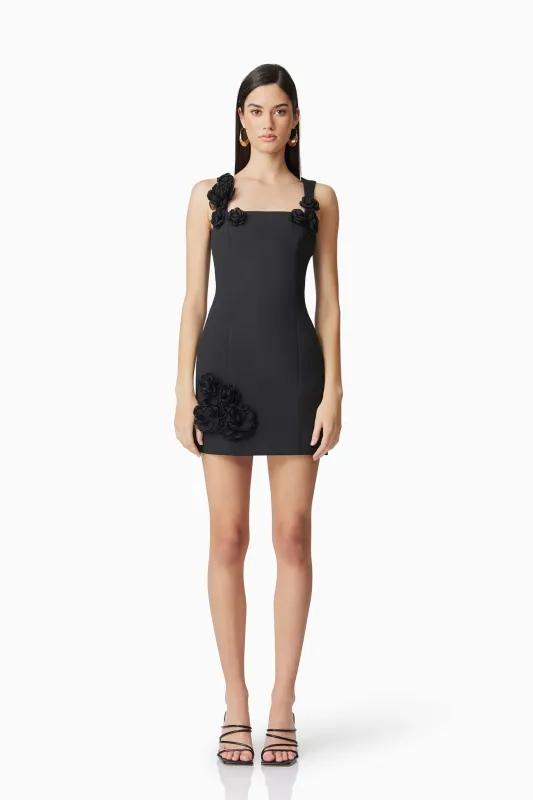 Trompe 3D Floral Mini Dress Black sold by Elliatt