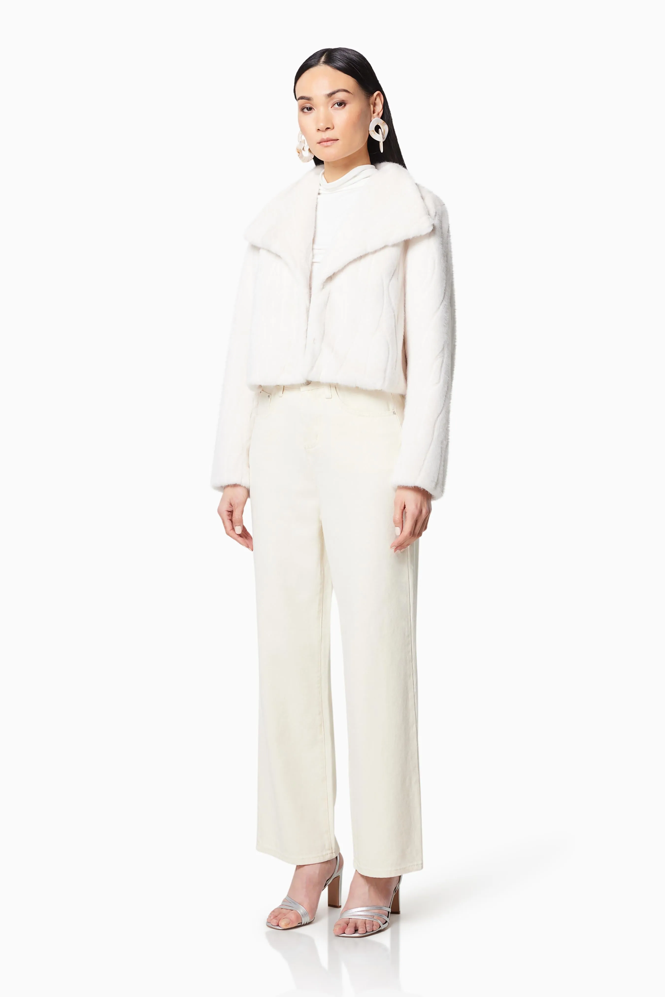 Fernie Cropped Faux Fur Jacket in White sold by Elliatt product image thumbnail 2