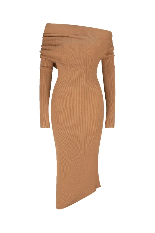 CURAAE Edin Knit Midi Dress In Brown sold by Elliatt