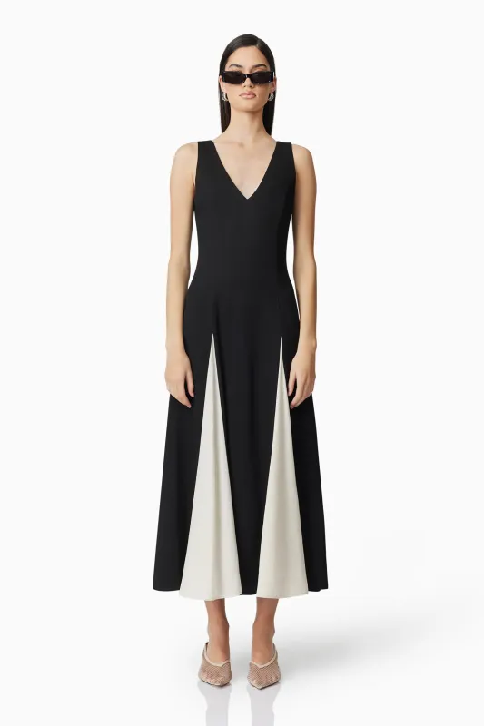 CURAAE Vera Midi Dress In Black & White sold by Elliatt