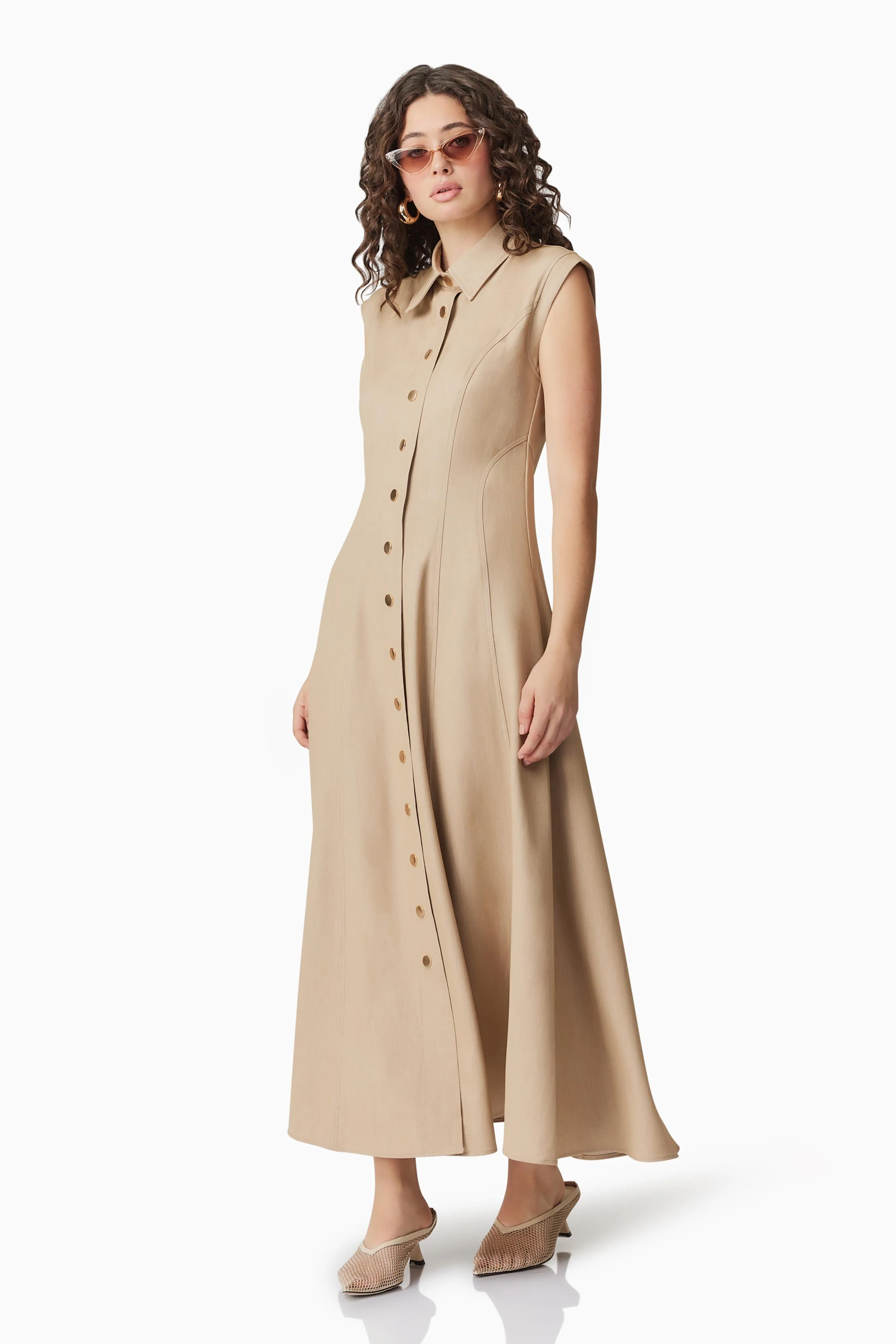 CURAAE Gabriella Midi Dress In Beige sold by Elliatt product image thumbnail 2