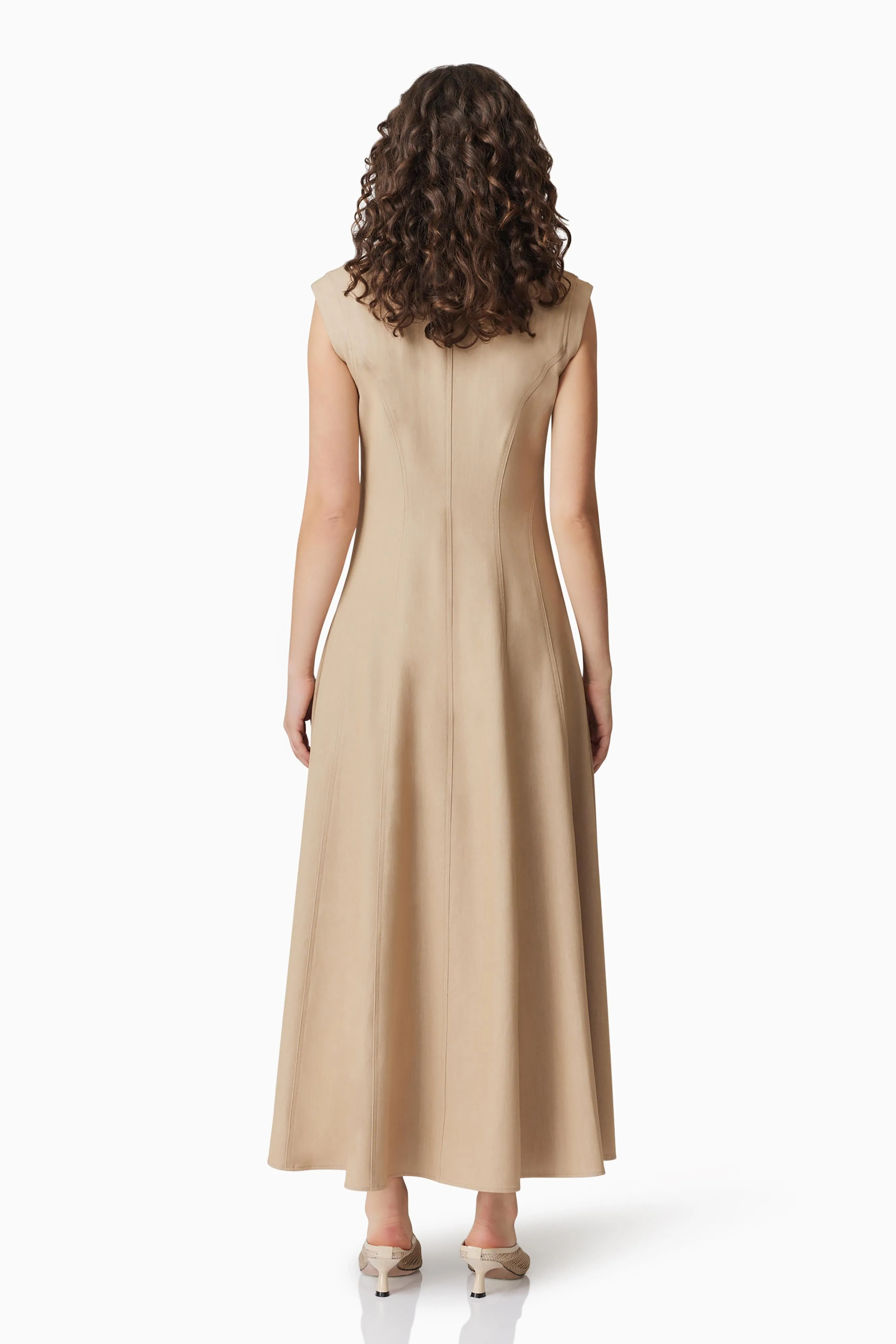 CURAAE Gabriella Midi Dress In Beige sold by Elliatt product image thumbnail 4