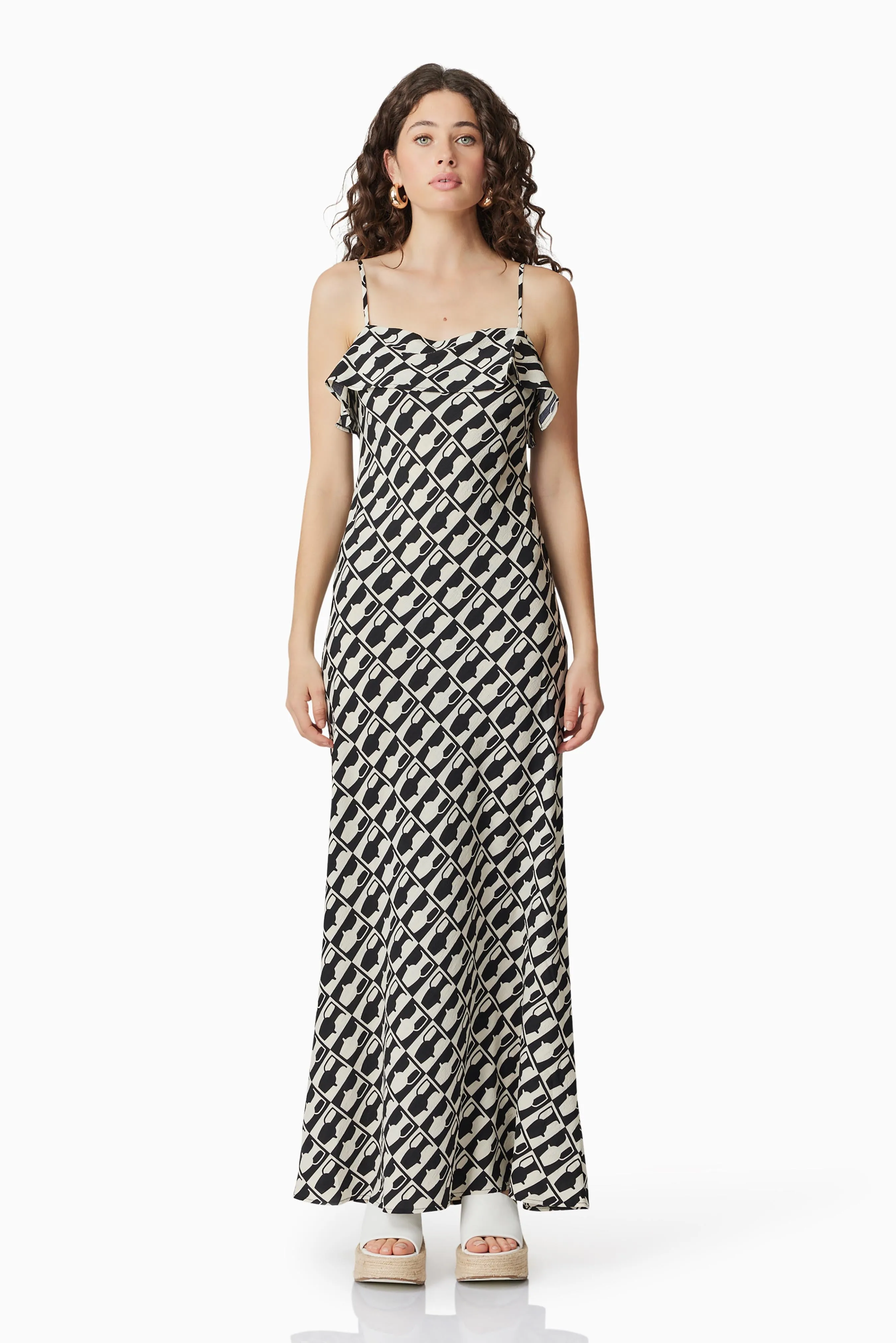 CURAAE Gianna Maxi Dress In Black & White sold by Elliatt