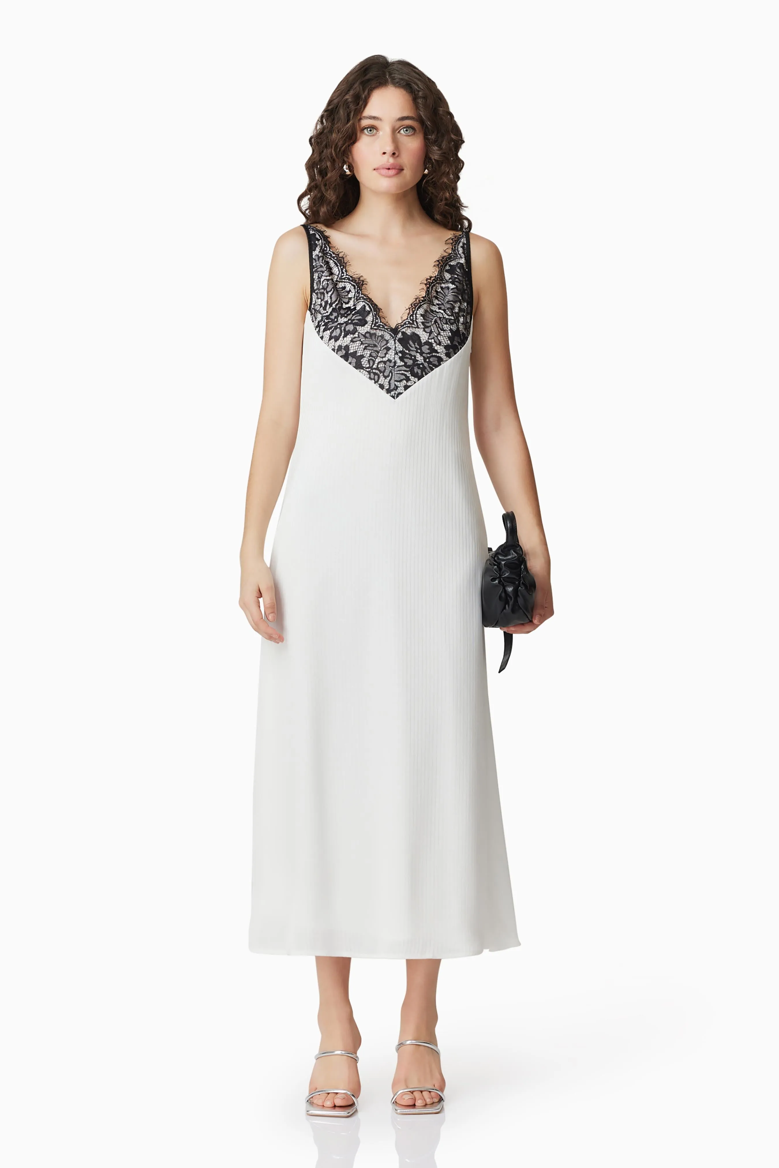 CURAAE Valentina Lace Midi Dress In White sold by Elliatt