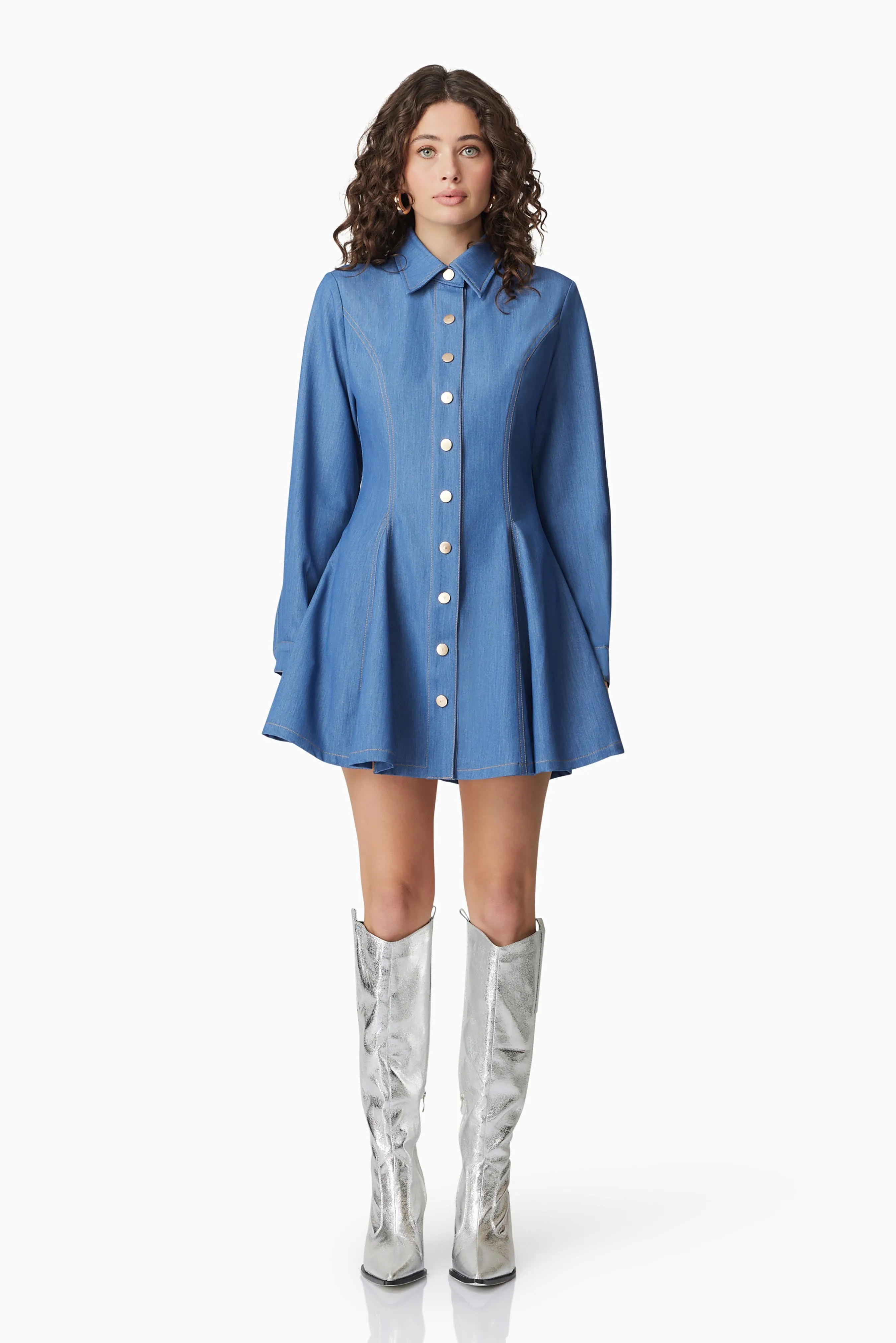 CURAAE Stella Denim Mini Dress sold by Elliatt