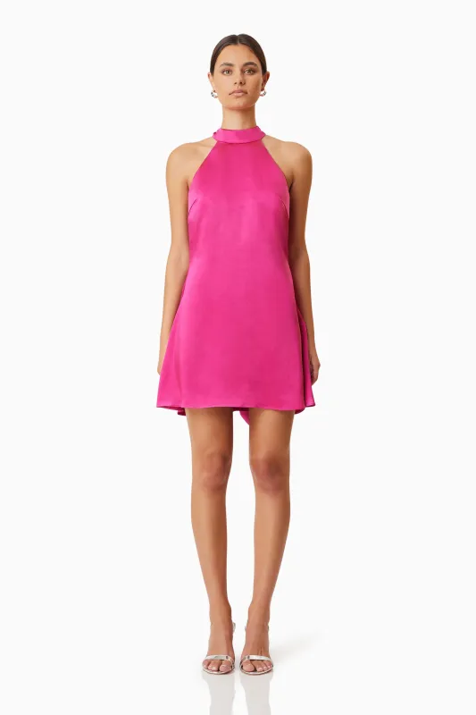Aria Backless Satin Party Dress in Pink sold by Elliatt