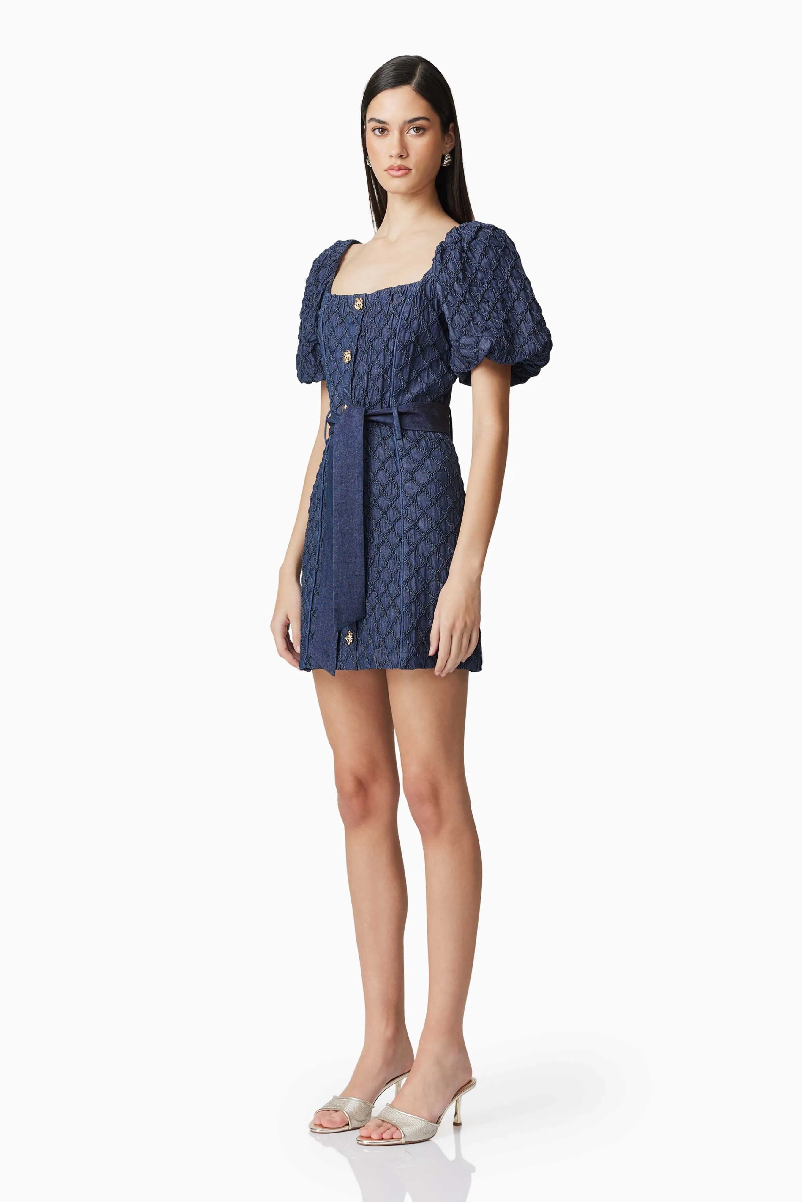 Keeley Puff Sleeve Mini Dress in Blue sold by Elliatt product image thumbnail 2
