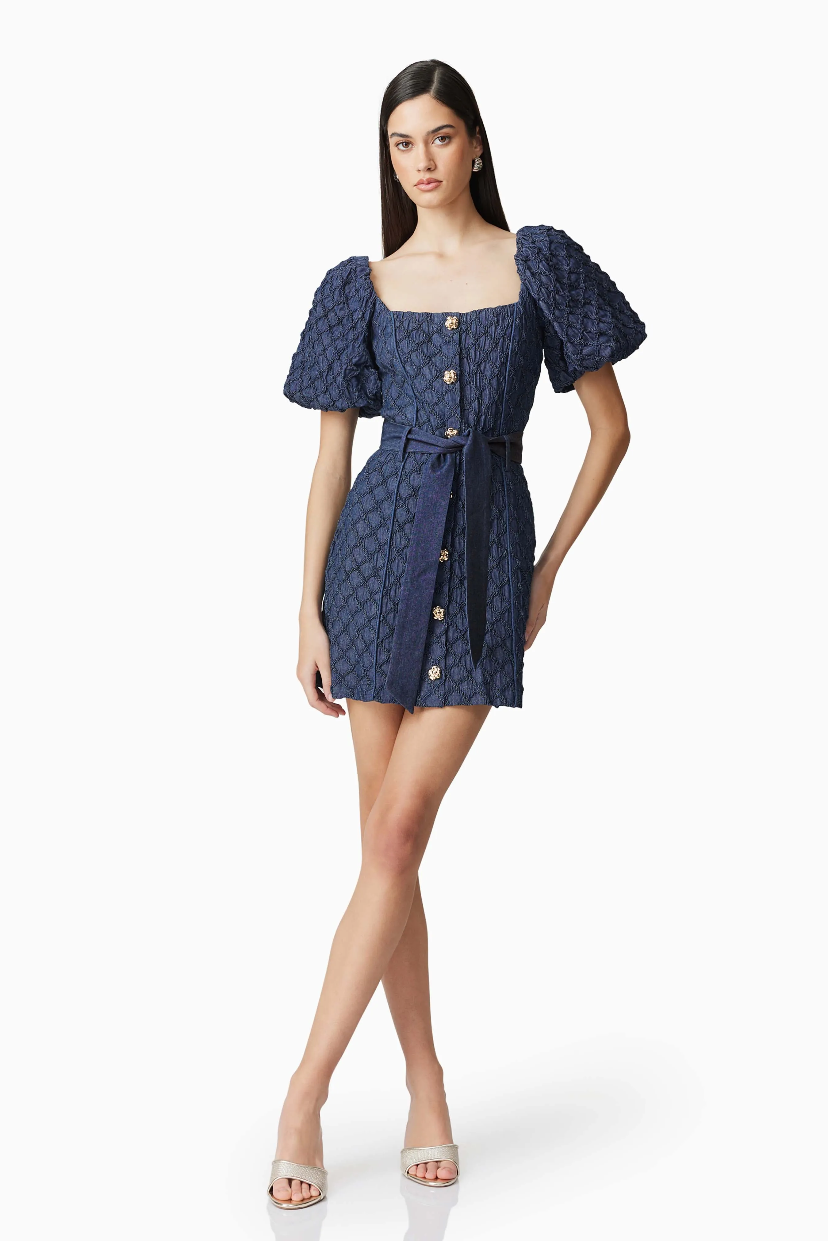 Keeley Puff Sleeve Mini Dress in Blue sold by Elliatt product image thumbnail 3