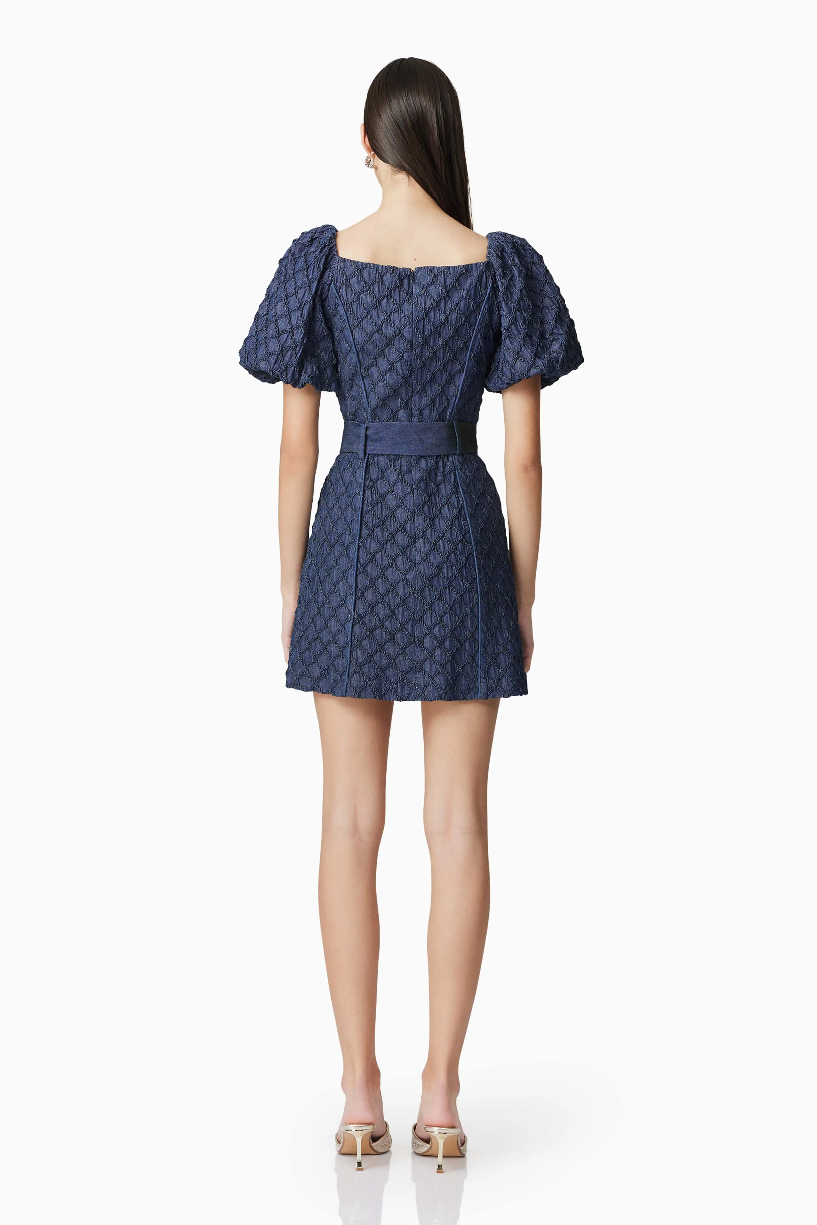 Keeley Puff Sleeve Mini Dress in Blue sold by Elliatt product image thumbnail 4