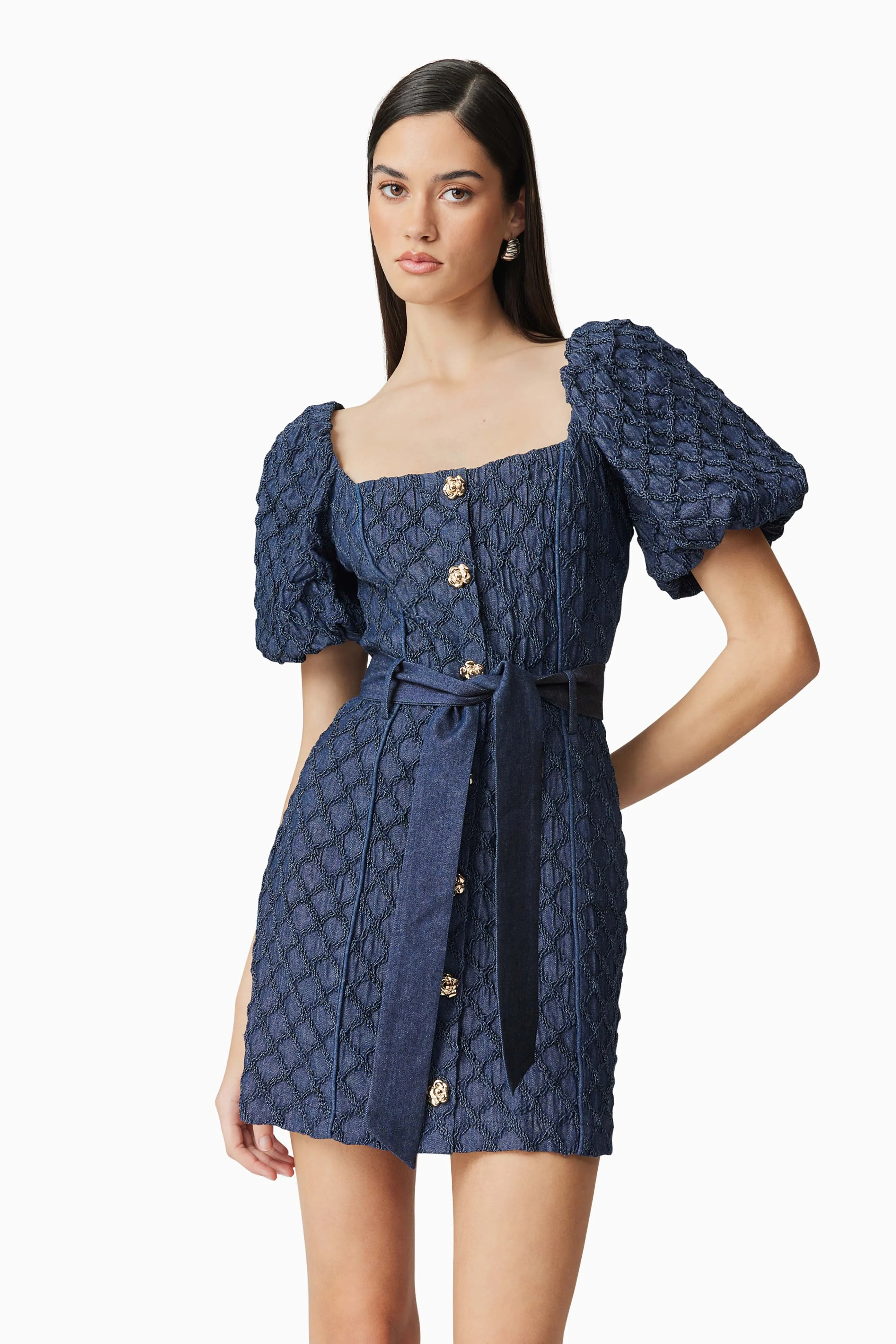 Keeley Puff Sleeve Mini Dress in Blue sold by Elliatt product image thumbnail 5