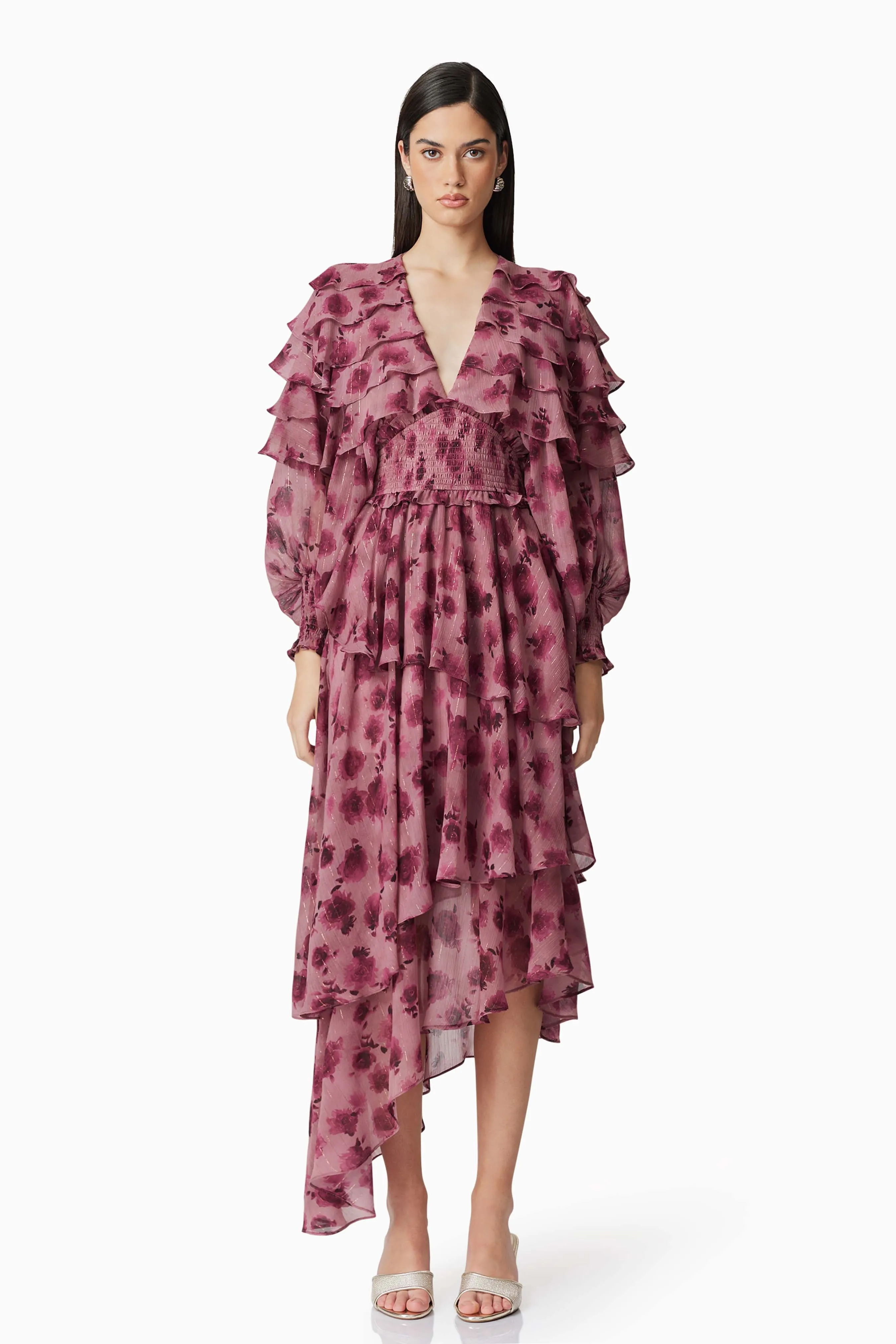 Monica Long Sleeve Midi Dress in Purple sold by Elliatt