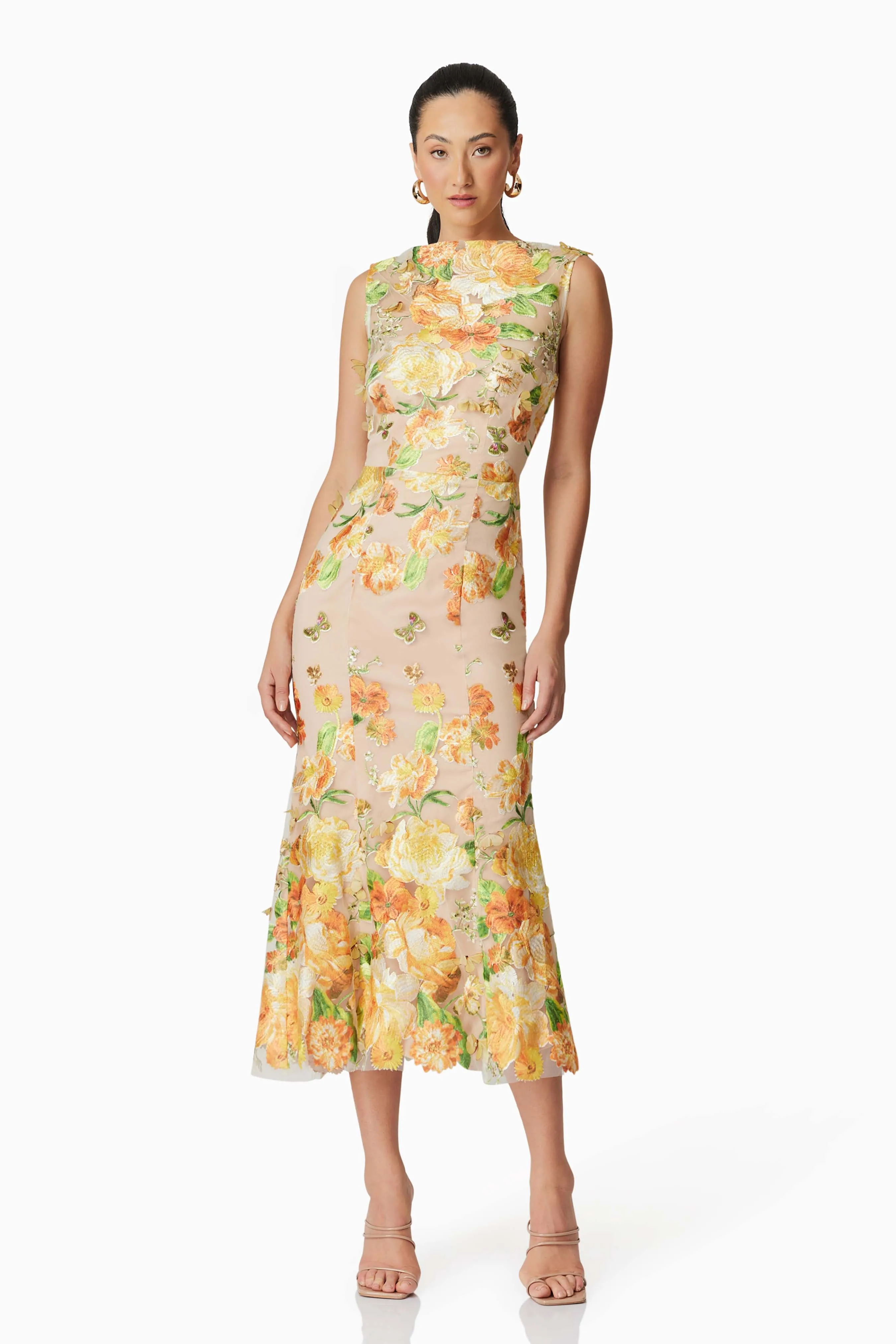 Aella Butterfly Midi Dress in Yellow sold by Elliatt product image thumbnail 3