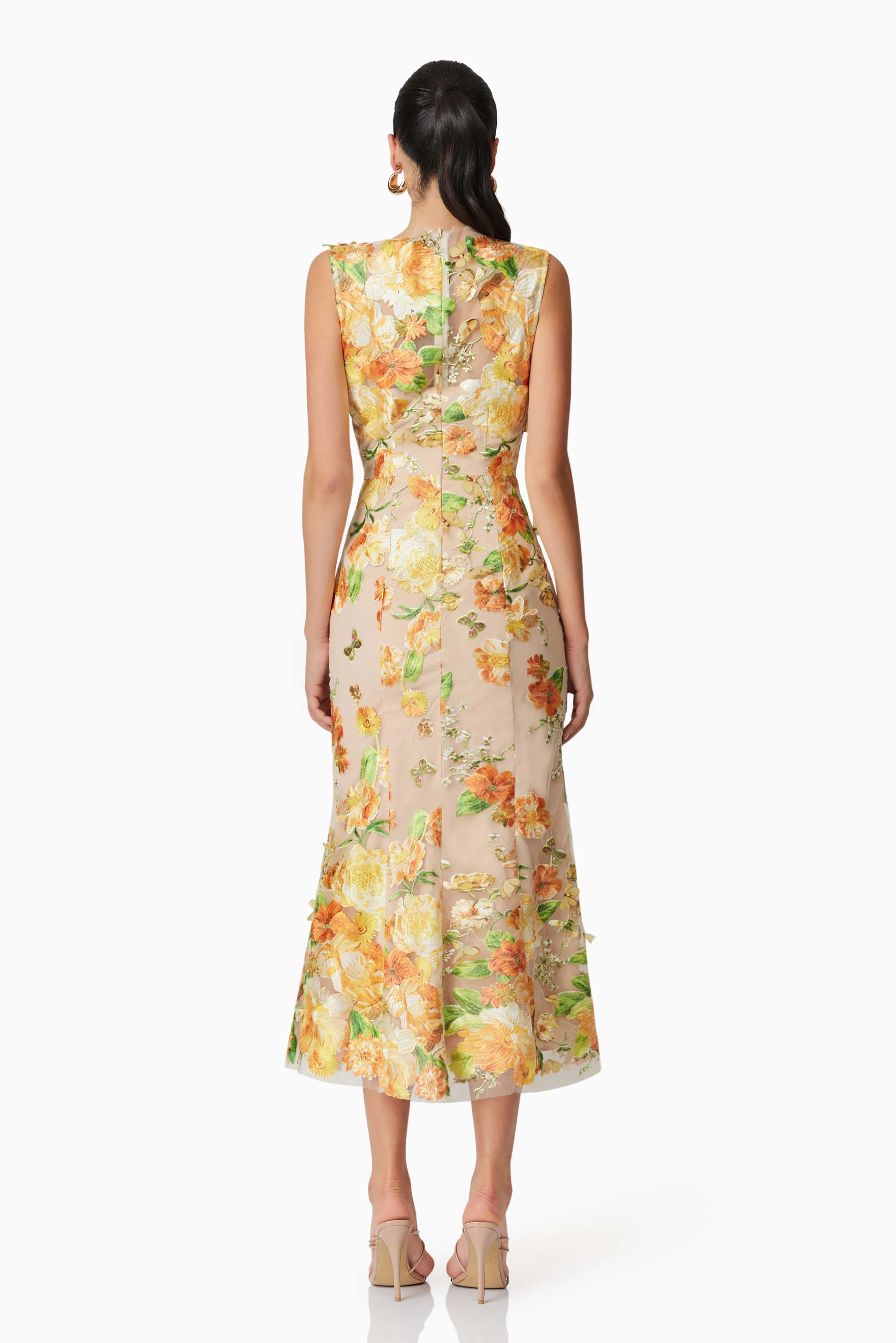 Aella Butterfly Midi Dress in Yellow sold by Elliatt product image thumbnail 4