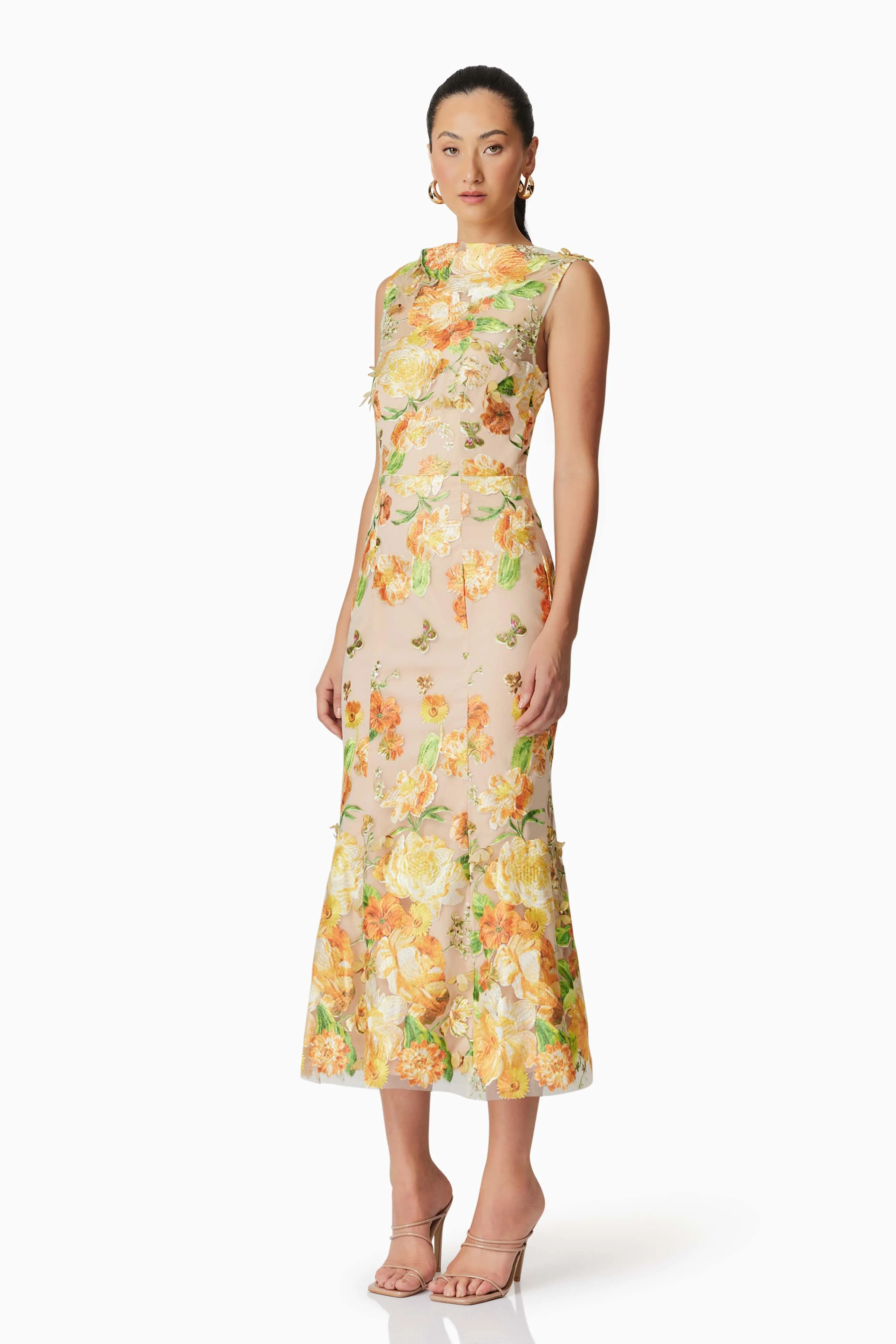 Aella Butterfly Midi Dress in Yellow sold by Elliatt product image thumbnail 2