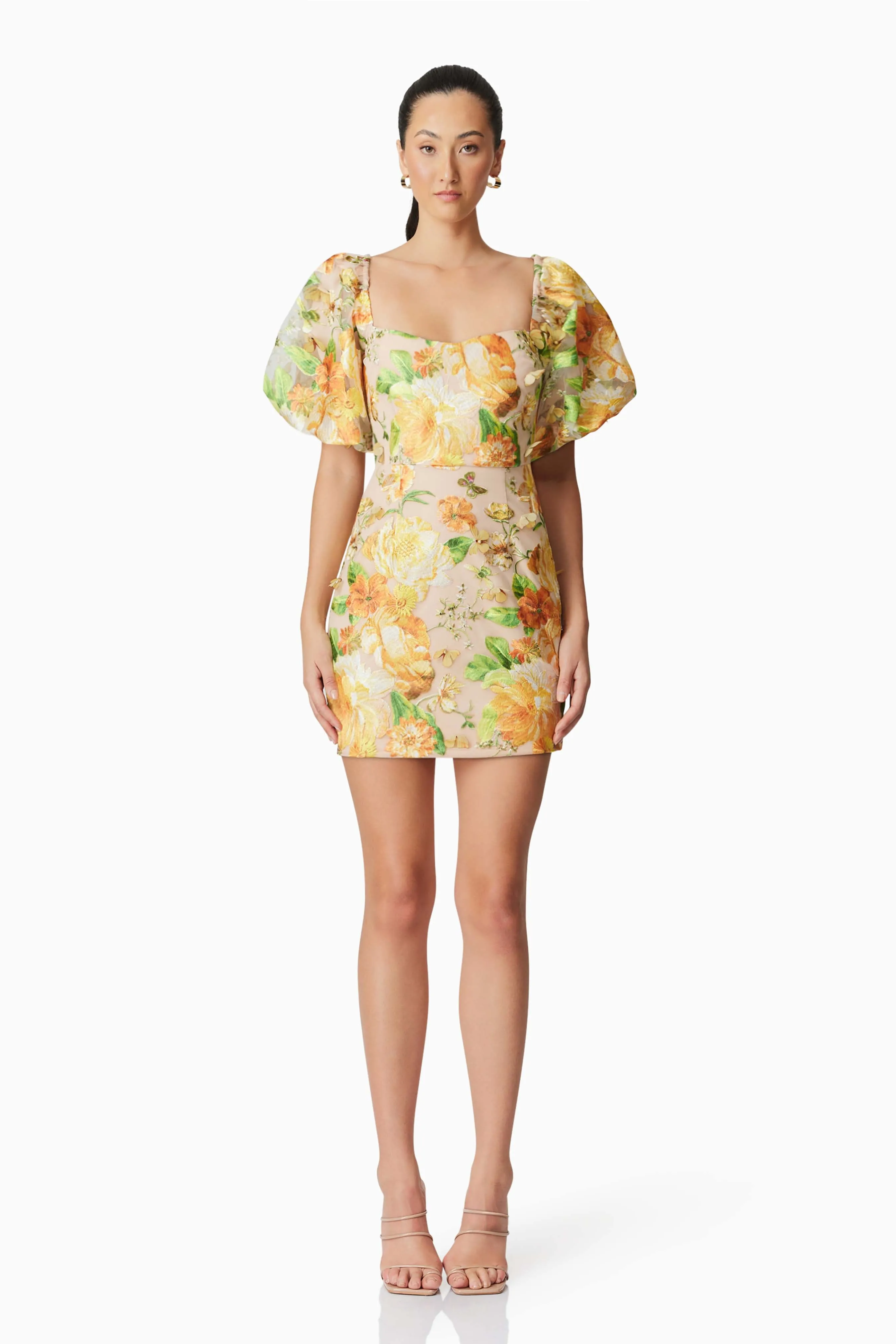 Aella Puff Sleeve Mini Dress in Yellow sold by Elliatt