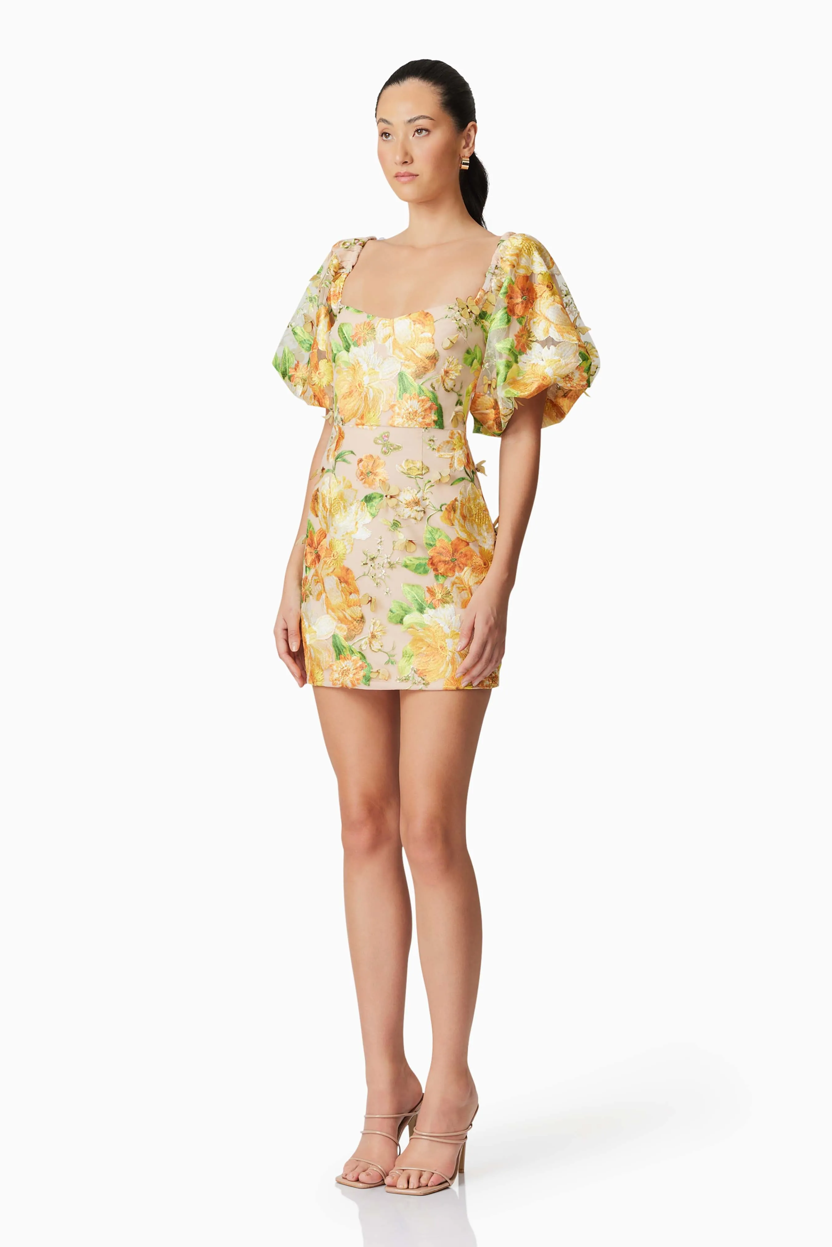 Aella Puff Sleeve Mini Dress in Yellow sold by Elliatt product image thumbnail 2