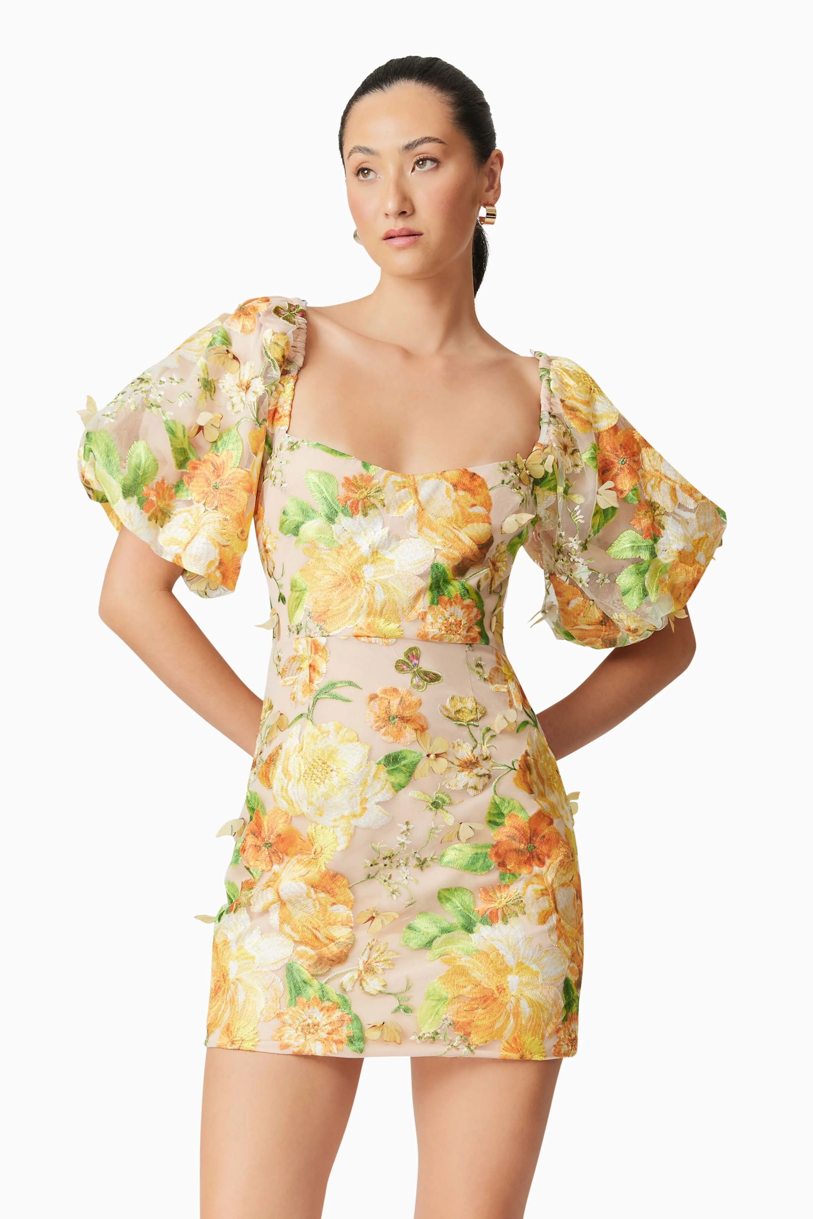 Aella Puff Sleeve Mini Dress in Yellow sold by Elliatt product image thumbnail 5