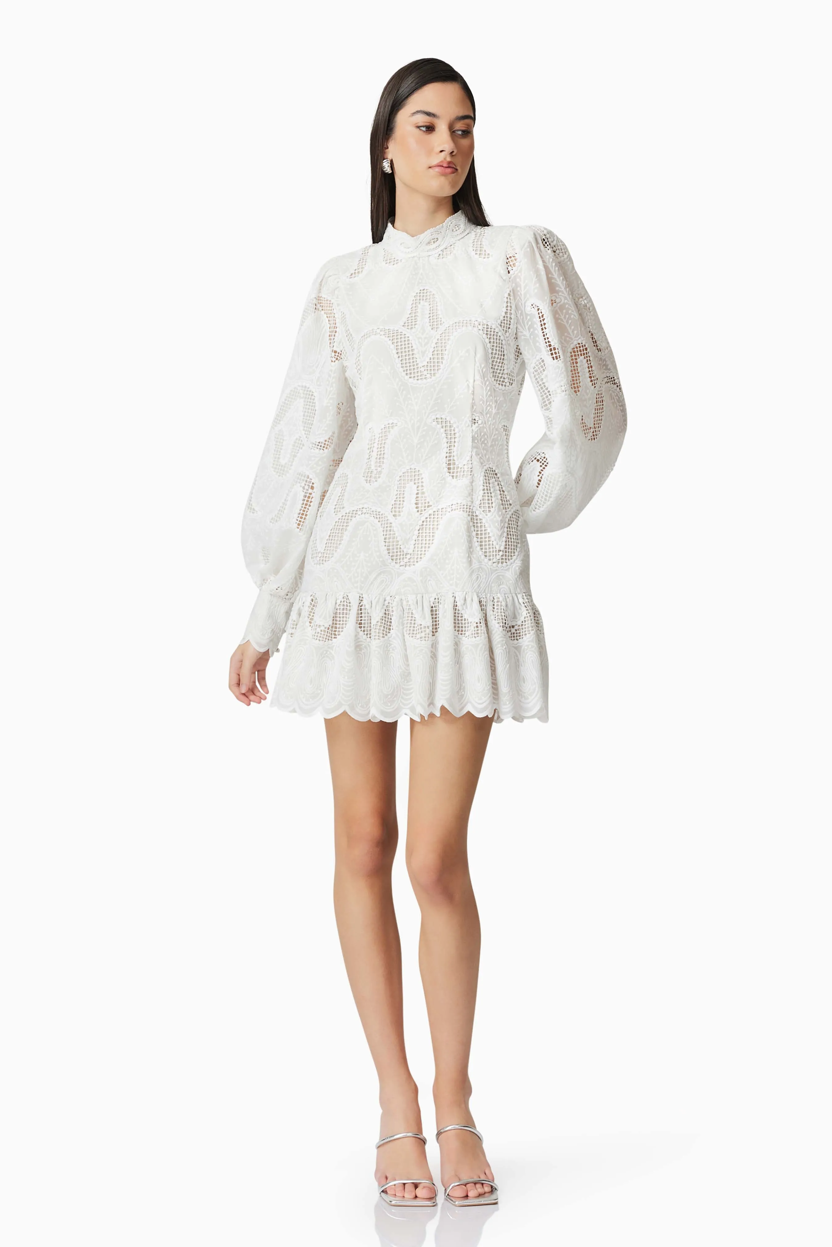 Eliza Long Sleeve Mini Dress in White sold by Elliatt product image thumbnail 3