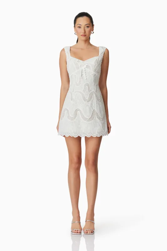 Eliza Mini Dress in White sold by Elliatt