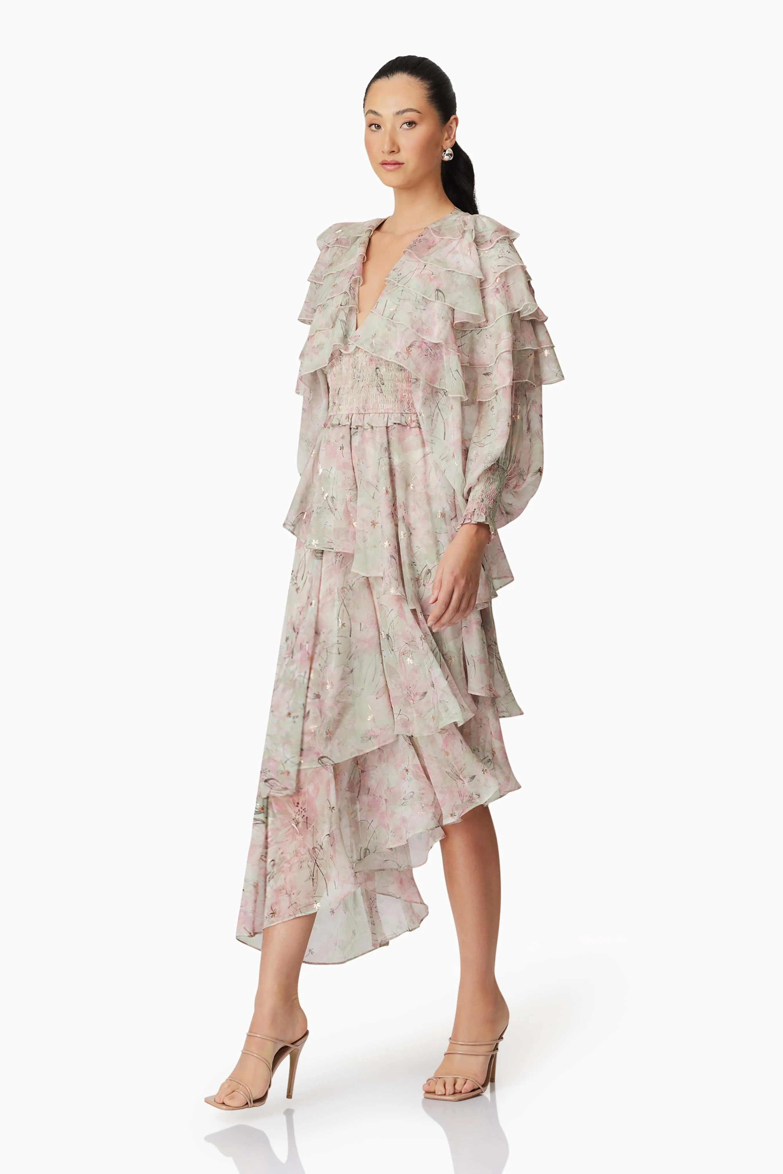 Monica Long Sleeve Midi Dress in Floral sold by Elliatt product image thumbnail 3