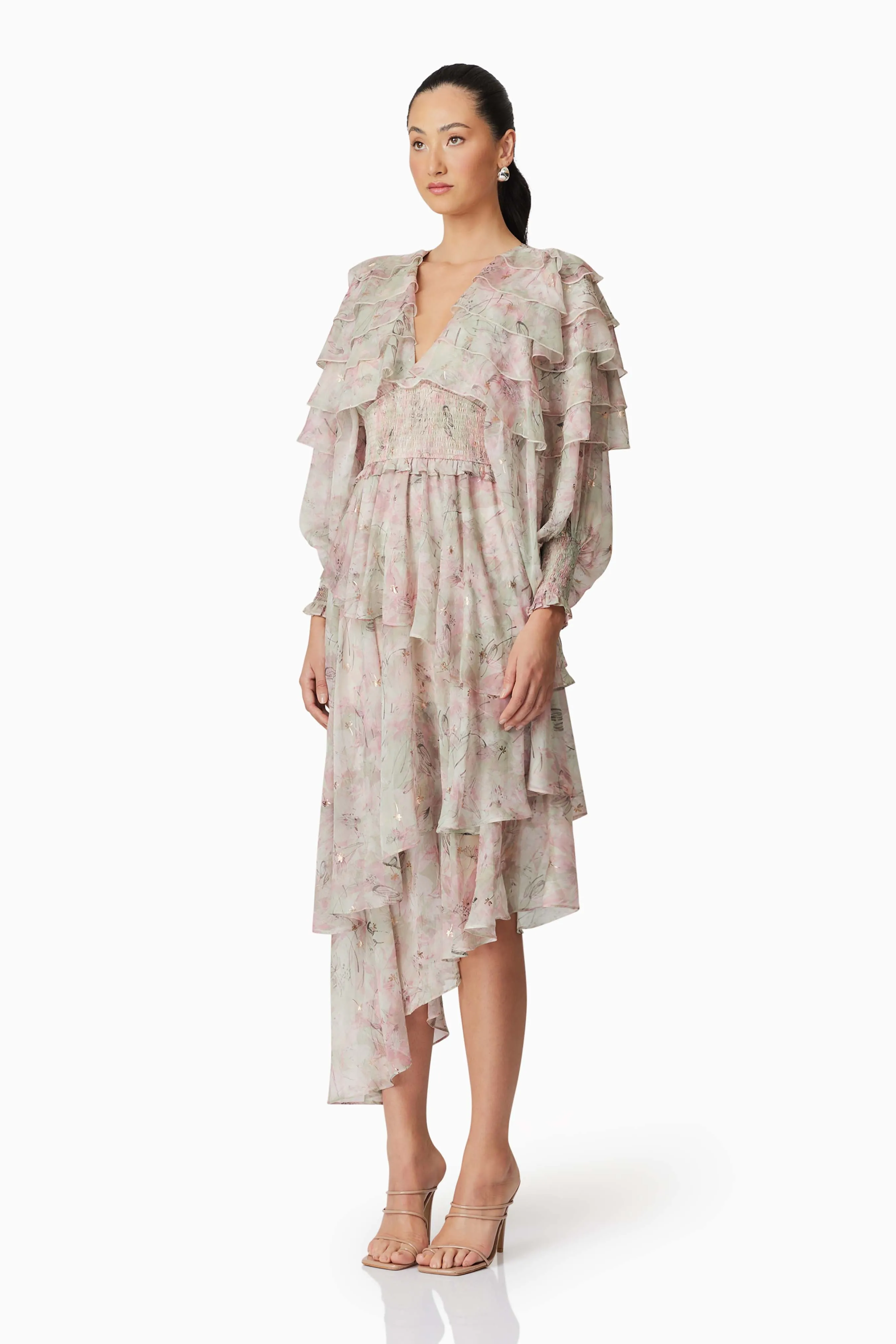 Monica Long Sleeve Midi Dress in Floral sold by Elliatt product image thumbnail 2