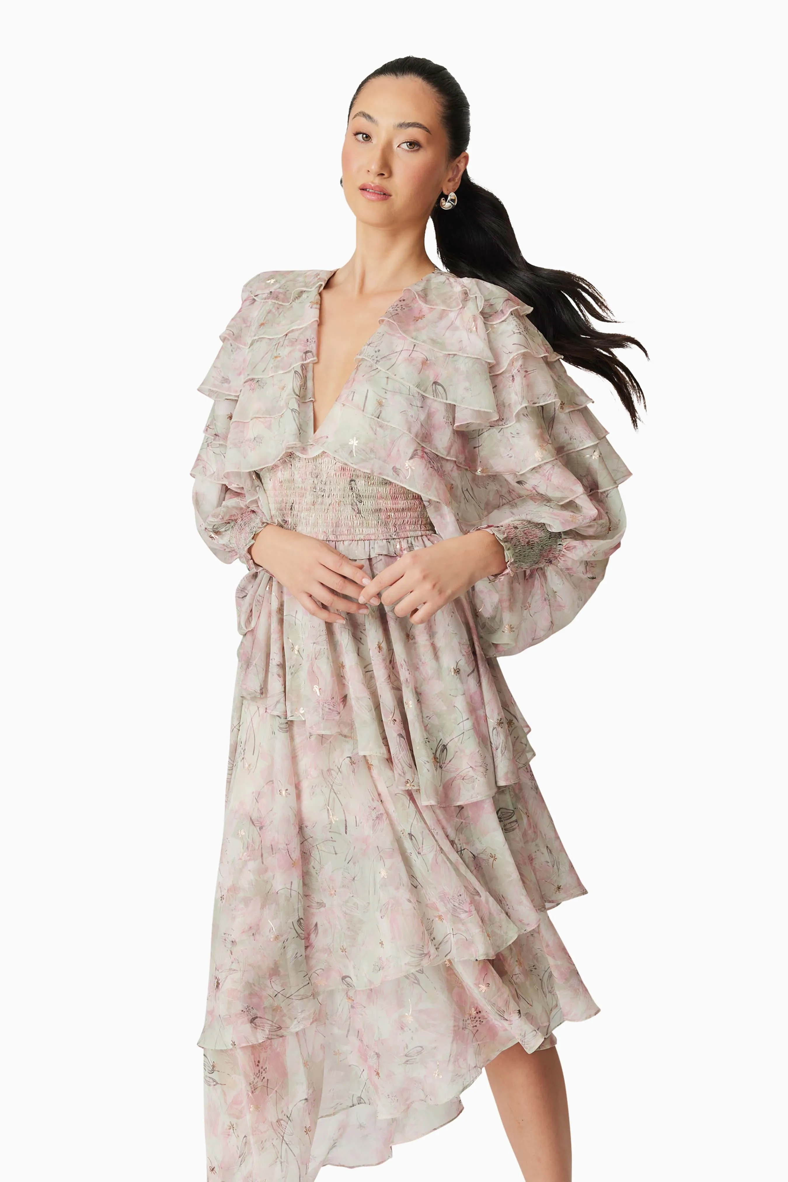 Monica Long Sleeve Midi Dress in Floral sold by Elliatt product image thumbnail 5