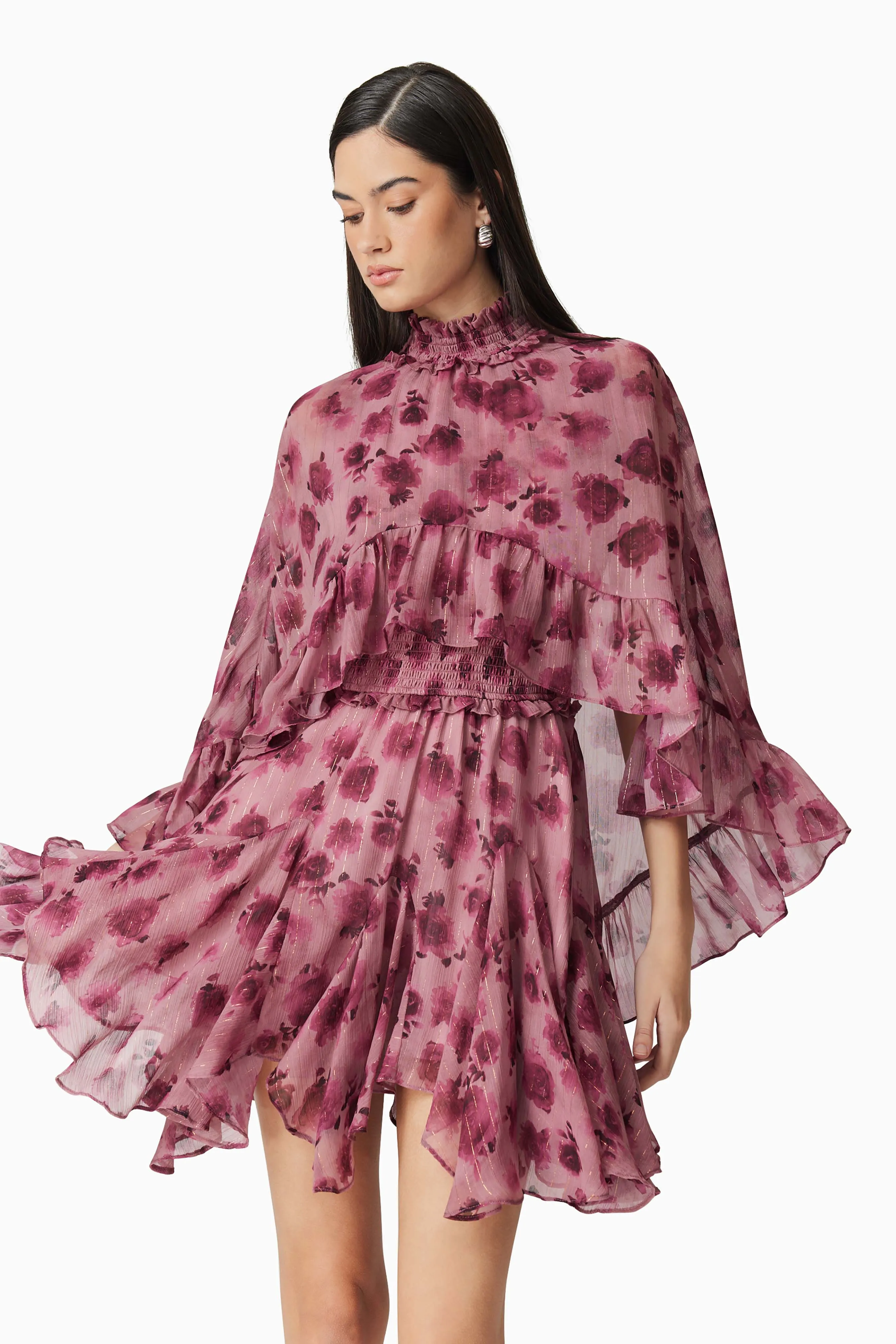 Monica Cape Mini Dress in purple sold by Elliatt product image thumbnail 5