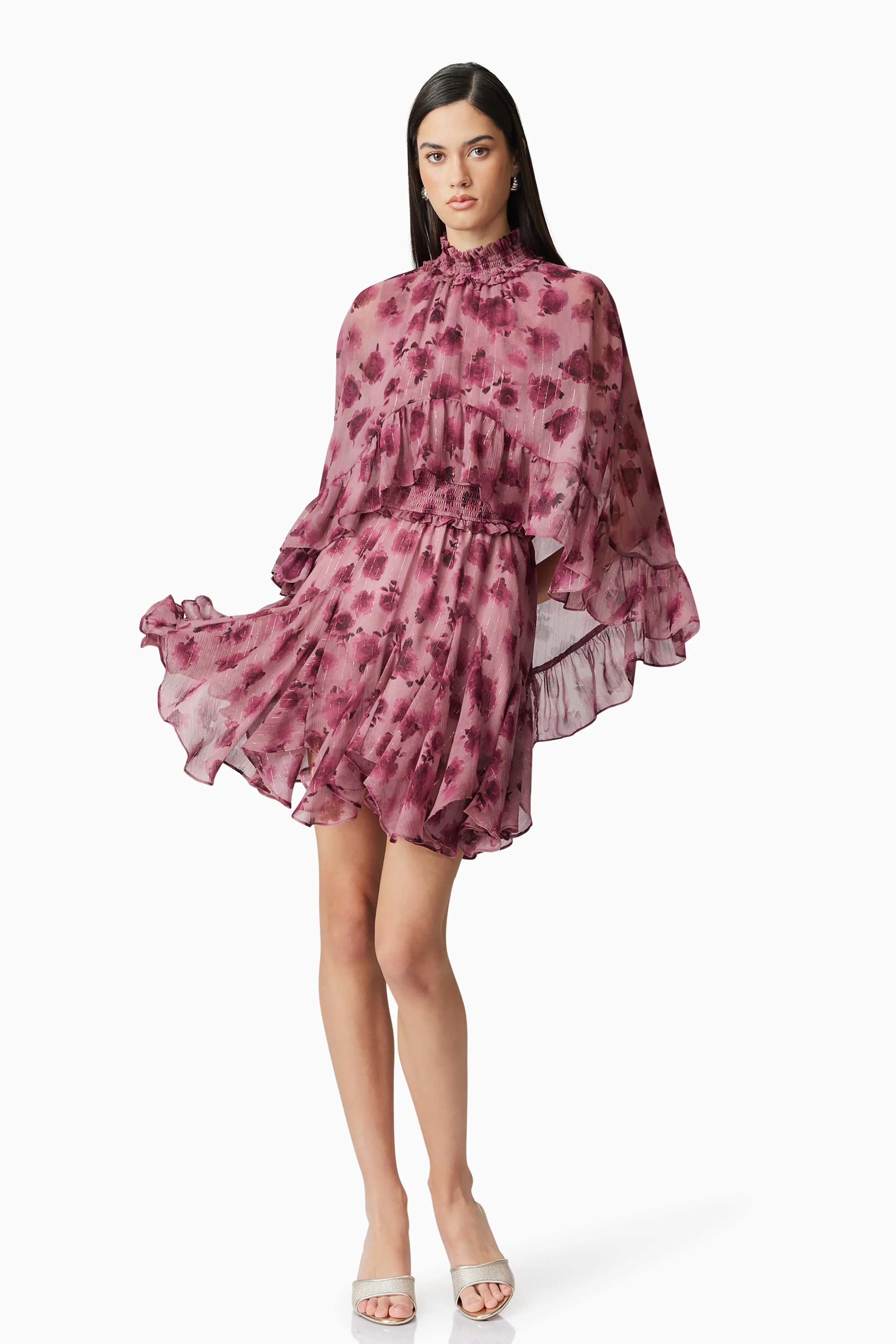 Monica Cape Mini Dress in purple sold by Elliatt product image thumbnail 3