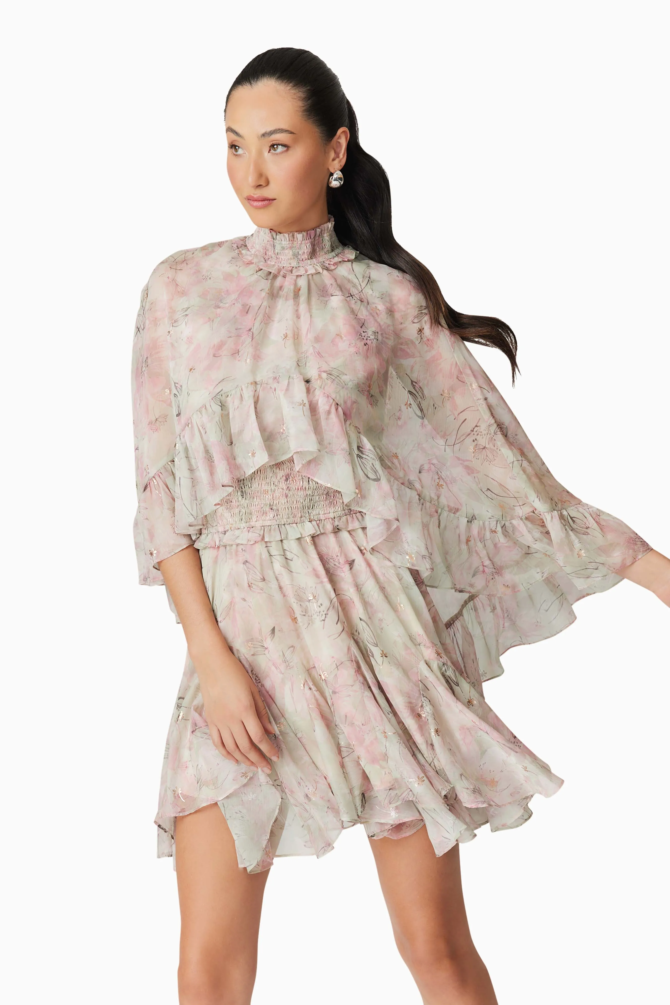 Monica Cape Mini Dress in Floral sold by Elliatt product image thumbnail 5