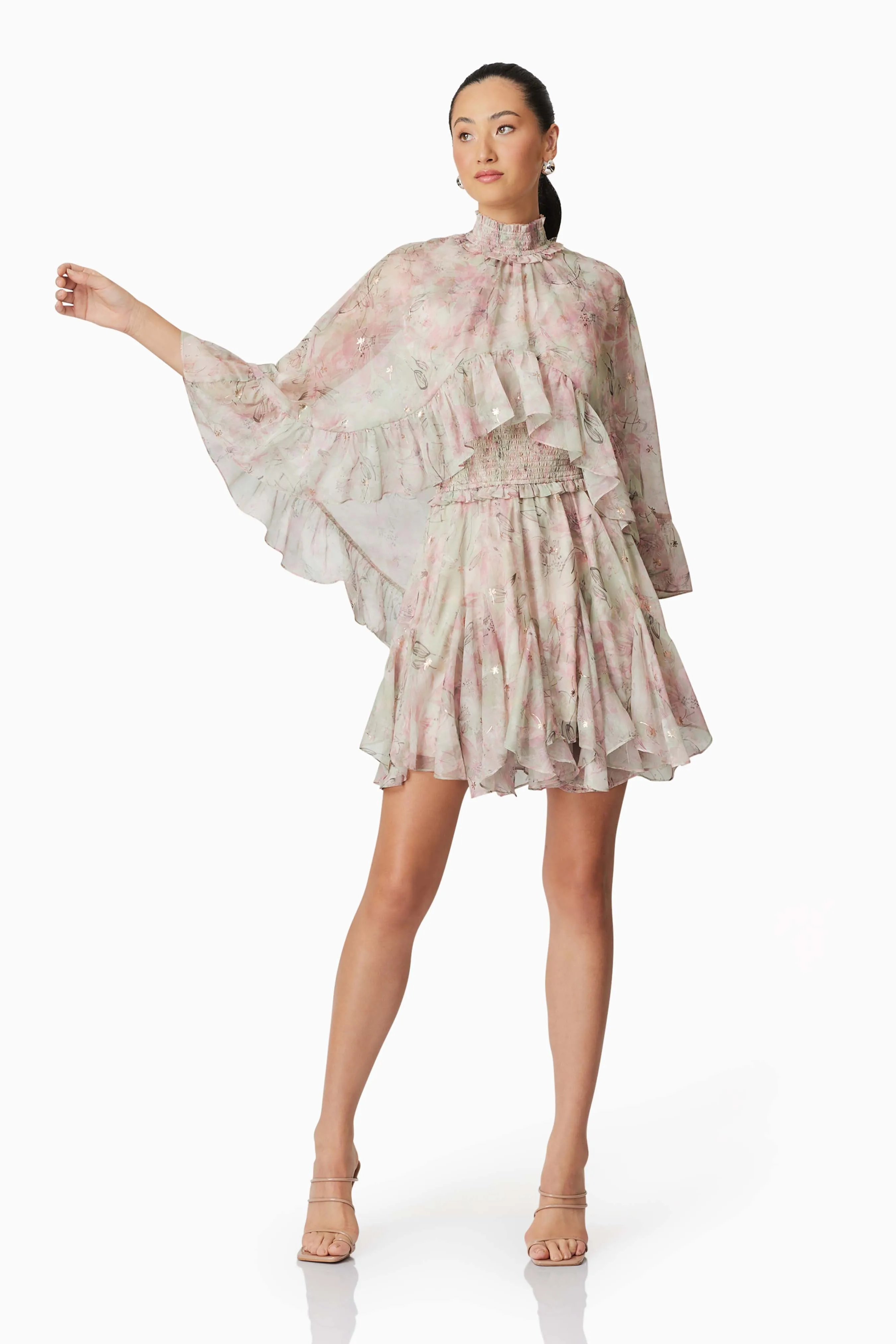Monica Cape Mini Dress in Floral sold by Elliatt product image thumbnail 3