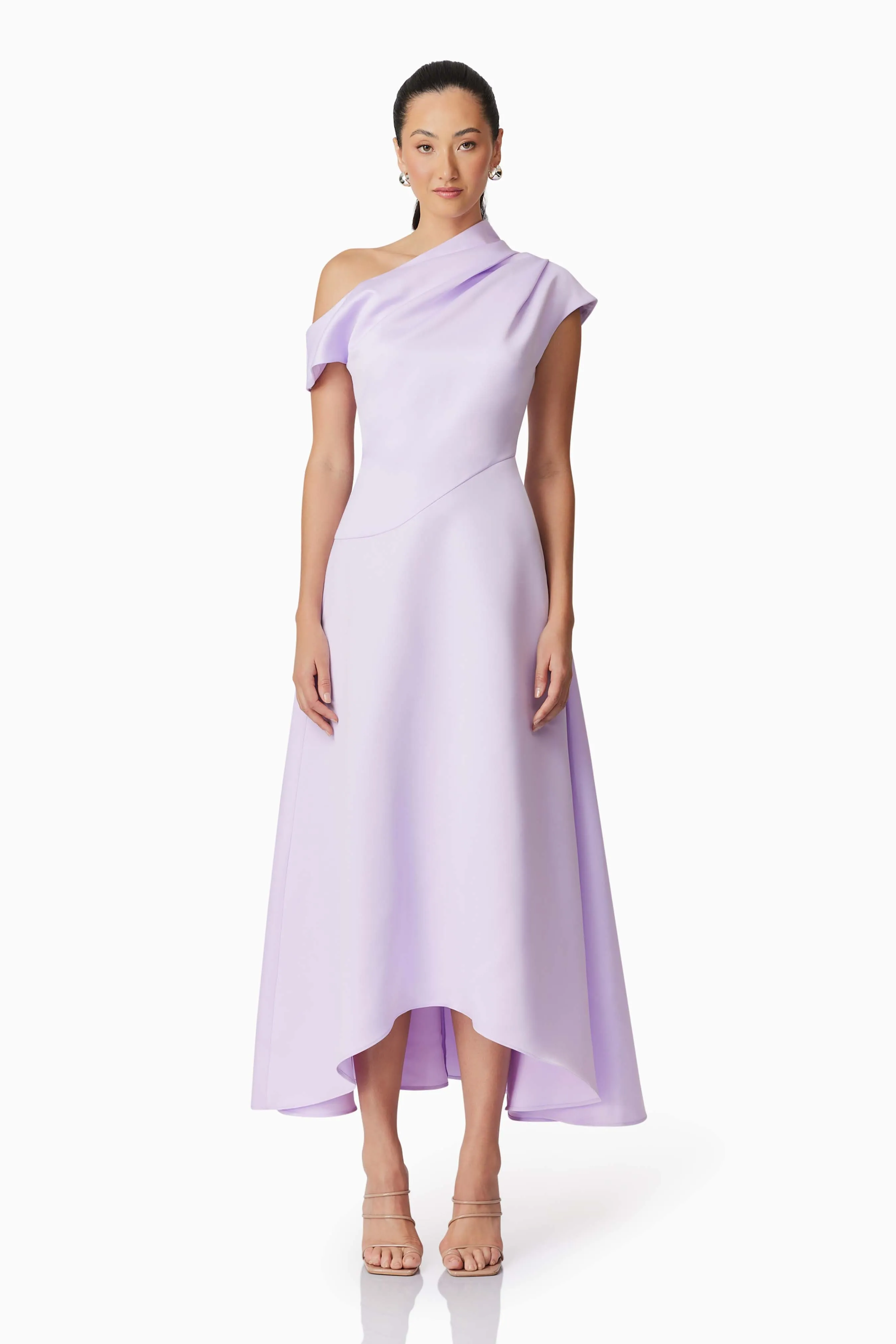 Marissa One Shoulder Gown in Purple sold by Elliatt