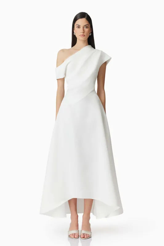 Marissa One Shoulder Gown in White sold by Elliatt